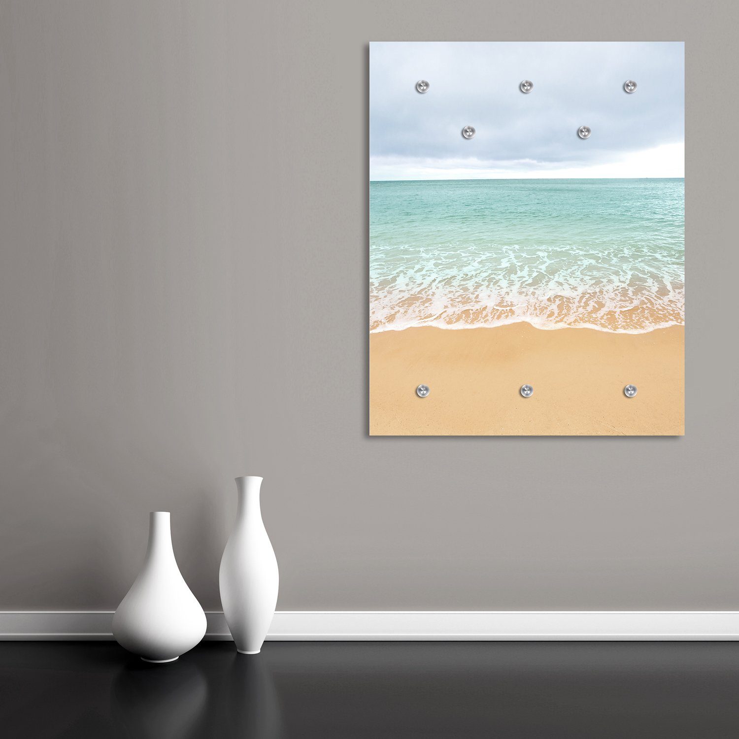 queence Wandgarderobe Beach - Strand mit aus St), 100x120 cm Edelstahlhaken - hochwertigem - (1 Acrylglas Garderobe