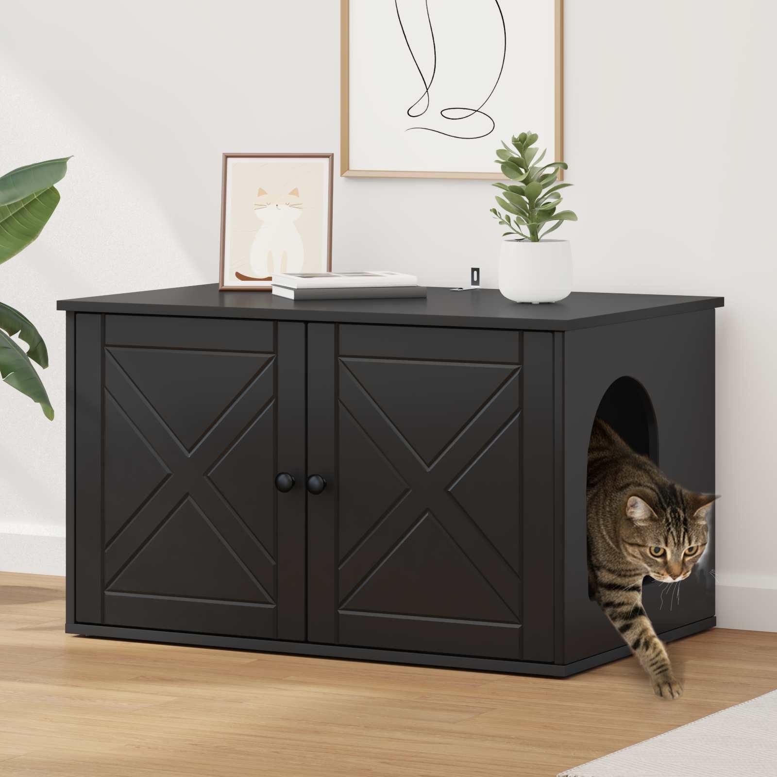 vidaXL Katzenhaus, Katzenhaus Schwarz 85 x 55 x 50,5 cm Holzwerkstoff