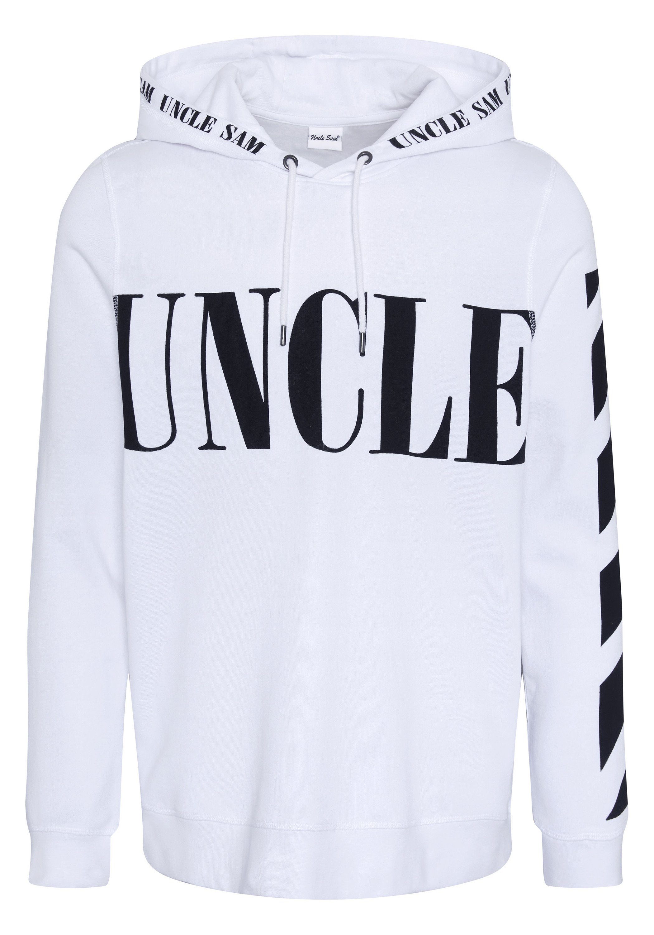 Uncle Sam Kapuzensweatshirt mit plakativen Label-Schriftzügen 11-0601 Bright White