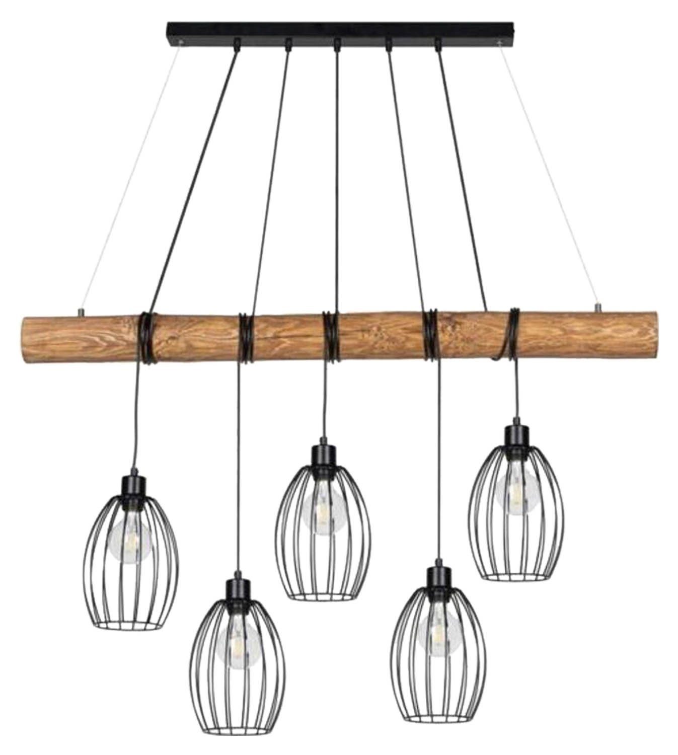 SPOT Light Pendelleuchte TRABO, 5-flammig, Kiefernholz, Metall, ohne Leucht günstig online kaufen