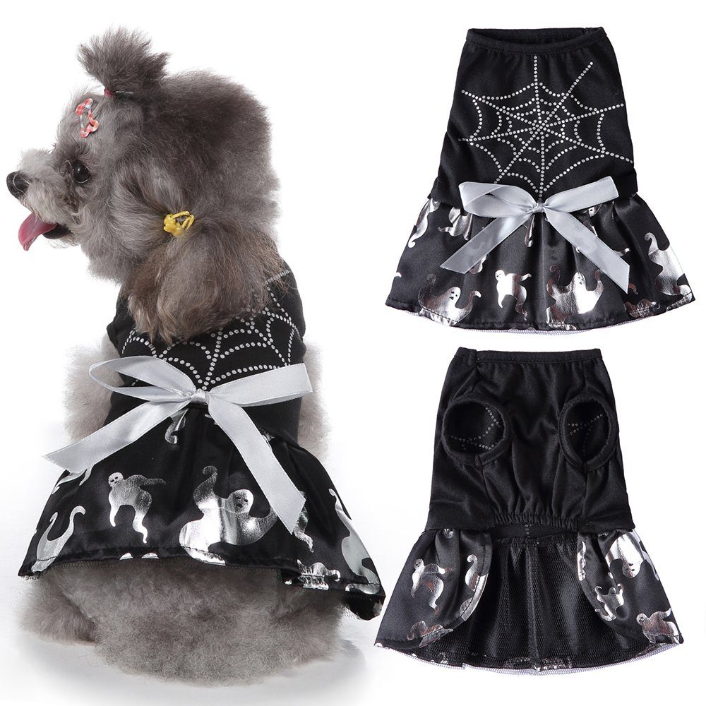 Rosnek Hundekleid Kleid,Spinnennetzmuster,Halloween,für Kleine und Mittlere Hund, in verschiedenen Größen