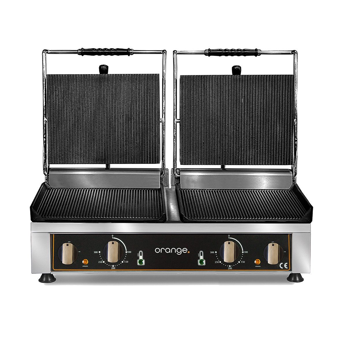 Orange Kontaktgrill Doppel-Kontaktgrill oben & unten Gerillt, 2 W