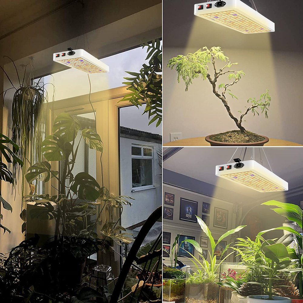 Rosnek Pflanzenlampe Doppel-Chip, Blumen verstellbarer Gemüse 50W, Vollspektrum, für Seilaufhängekette, Doppelschalter, Warmweiß+Weiß+Rot+Blau+IR+UV, mit Zimmerpflanzen