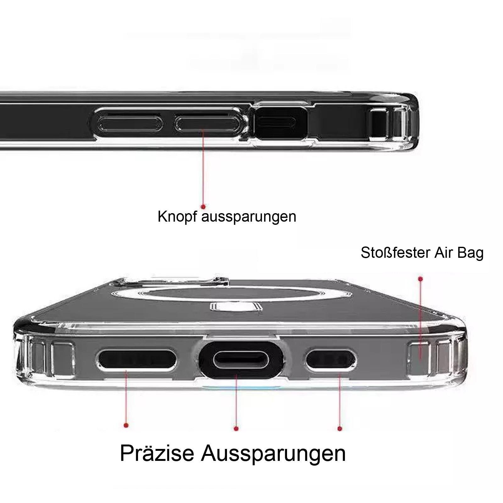 Numerva Smartphone-Hülle Silikon Case für Apple iPhone 14 Pro Max, Transparente Schutzhülle Bumper Case MagSafe kompatibel