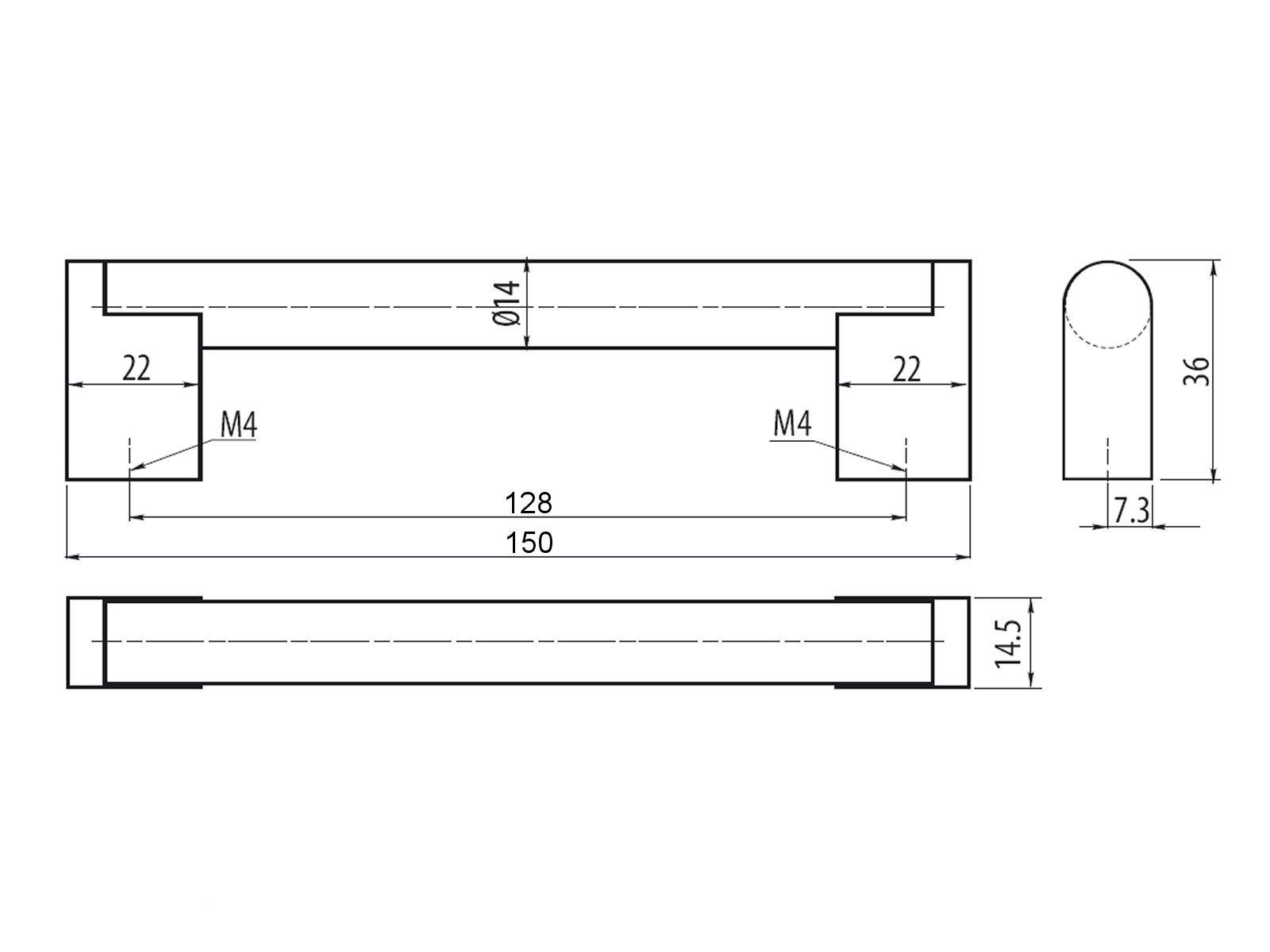 SO-TECH® Möbelgriff Stangengriff E7 Edelstahloptik BA 128 - 320 mm - incl. Schra, Lochabstand 128 mm - inkl. Schrauben