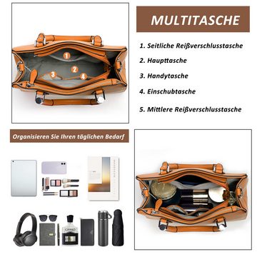 TAN.TOMI Handtasche Damen Handtasche Henkeltasche Frau Schultertasche Elegante Tote Tasche, Umhängetasche Viele Fächer Zip Multi Taschen - Alltags Mode Arbeit