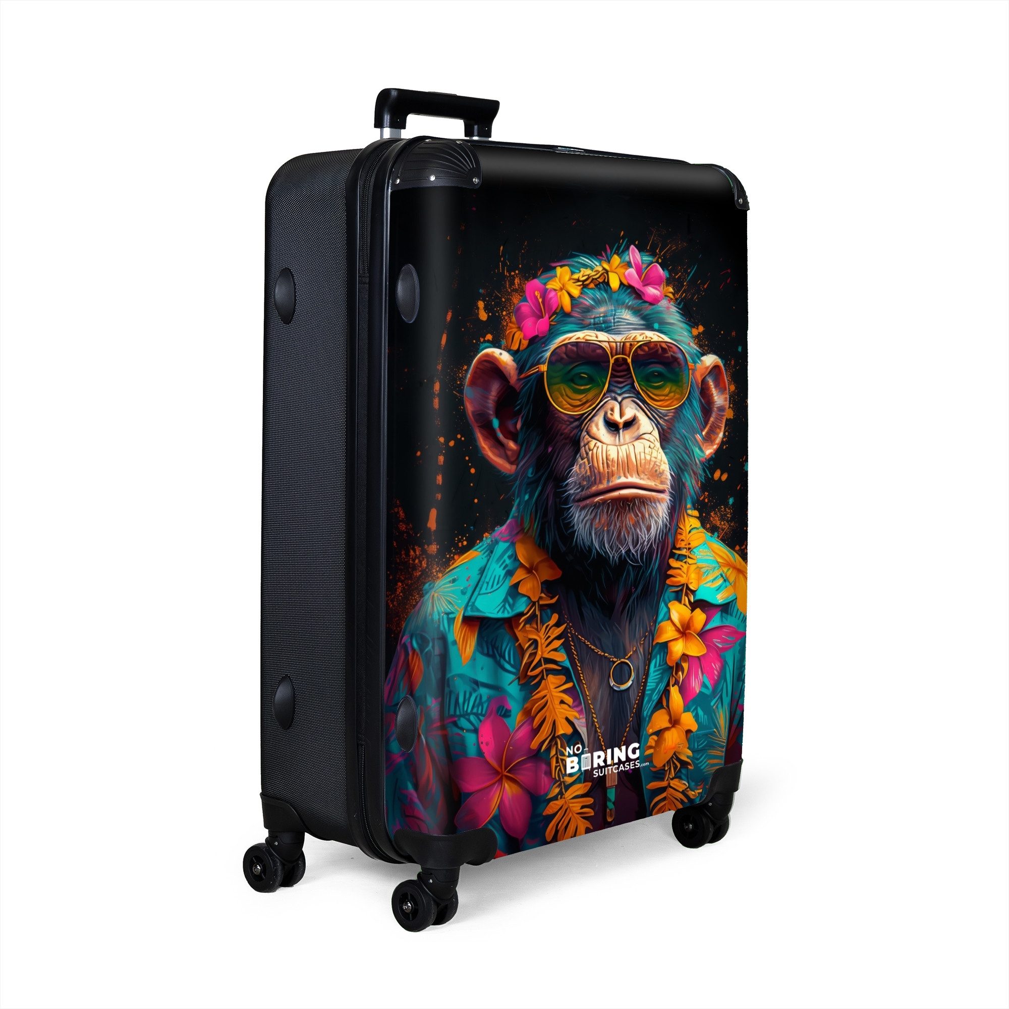 NoBoringSuitcases.com© Hartschalen-Trolley Schimpanse mit Hawaii-Bluse 77 günstig online kaufen
