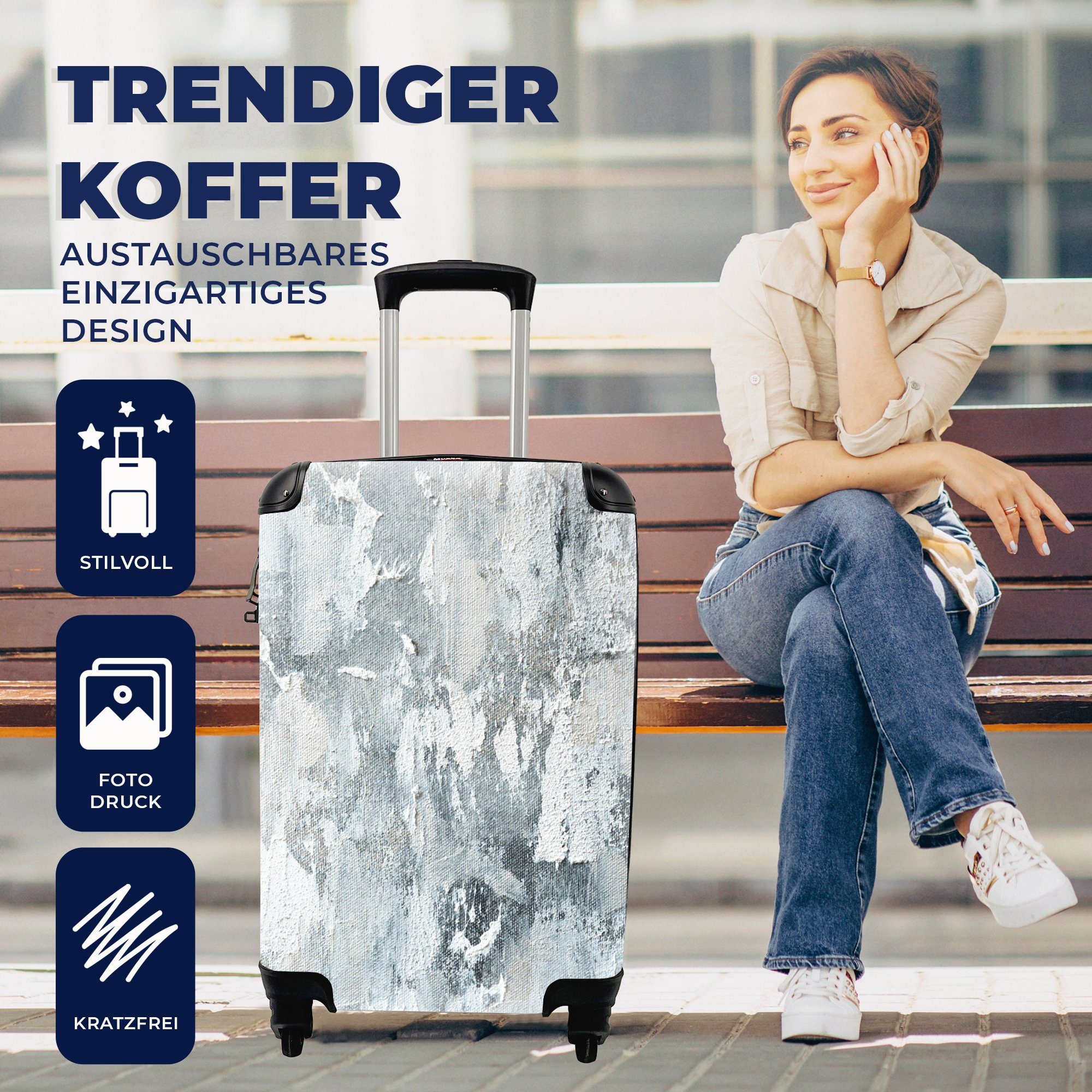 Handgepäckkoffer für Reisetasche Ferien, Handgepäck rollen, MuchoWow Industrie mit Reisekoffer Farbe - Design, 4 Trolley, - Rollen,