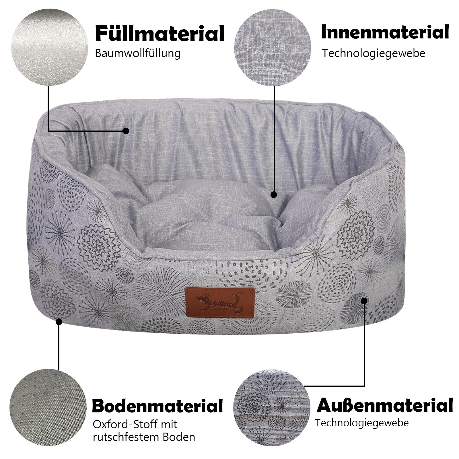TopMeow Tierbett Hundebett mit Rand, Made günstig online kaufen