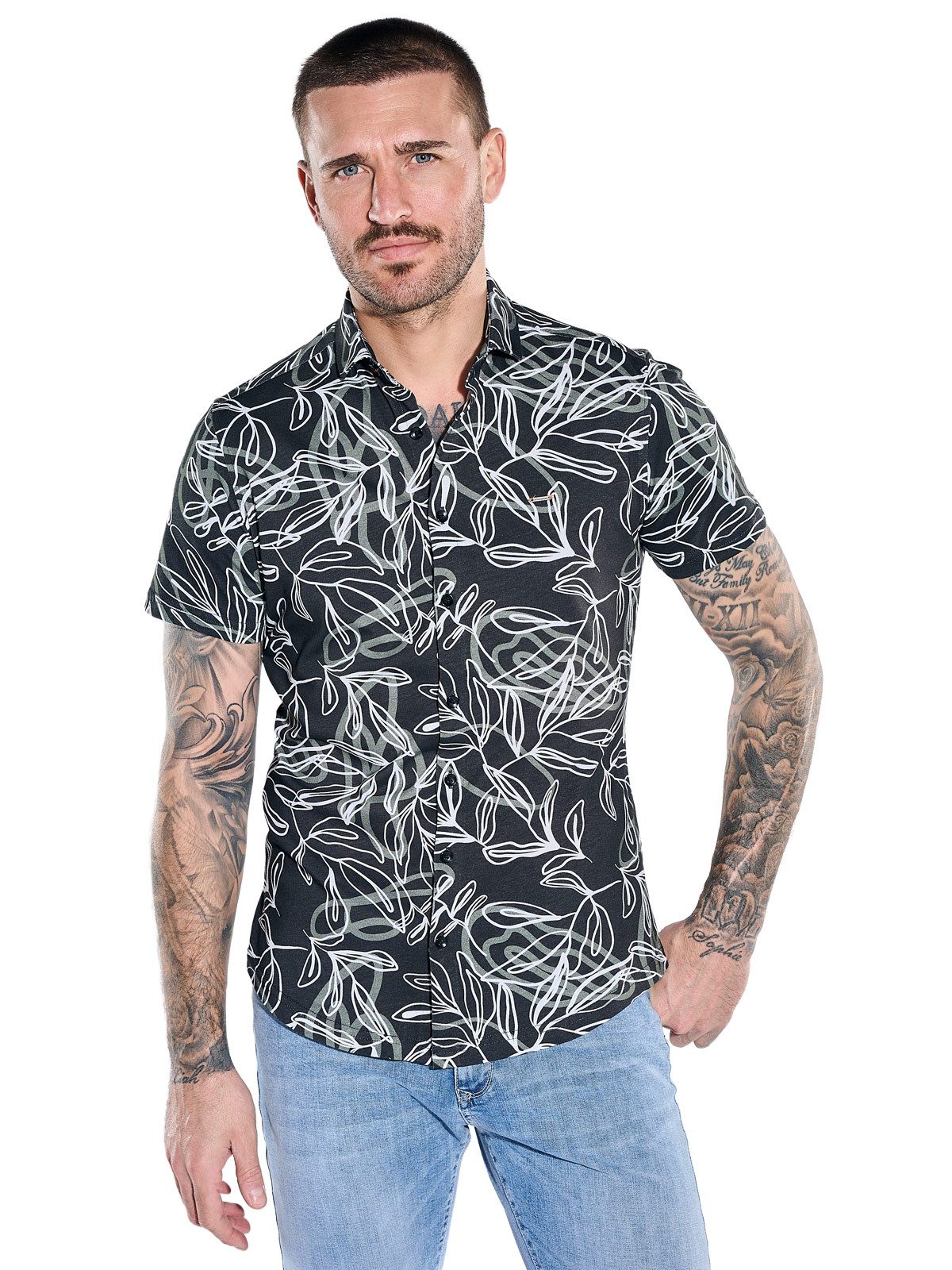 Kurzarmhemd Herren Kurzarmhemd aus Jersey, Anthrazit
