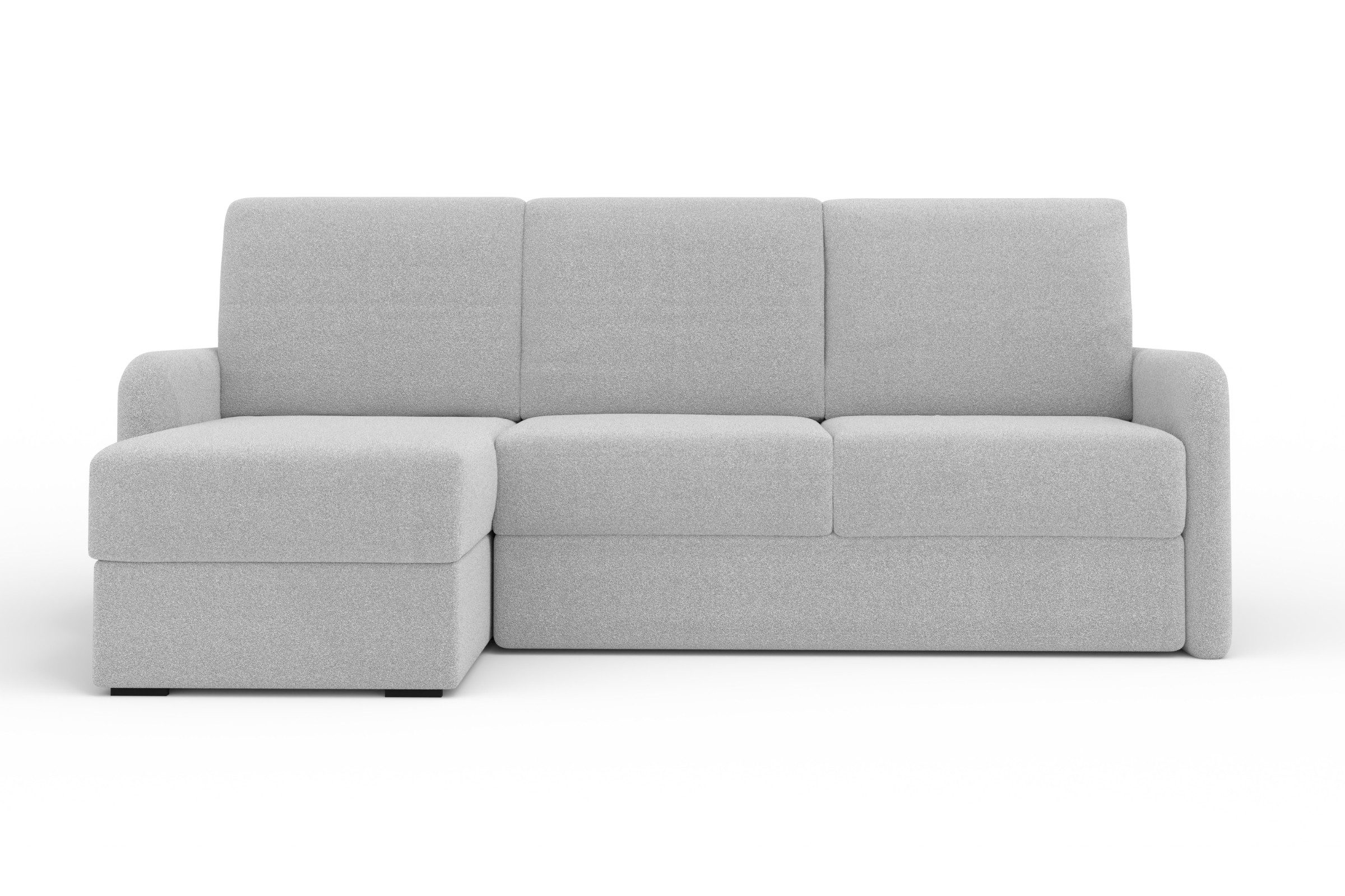 Deine Möbel 24 Ecksofa BIANCO Wohnlandschaft Sofa L-Form mit Schlaffunktion und Bettkasten, Weiß Creme Grau Hellgrau Anthrazit Schwarz 1 Teile, Bouclé / Stoff, Schlaffläche 195x144 cm
