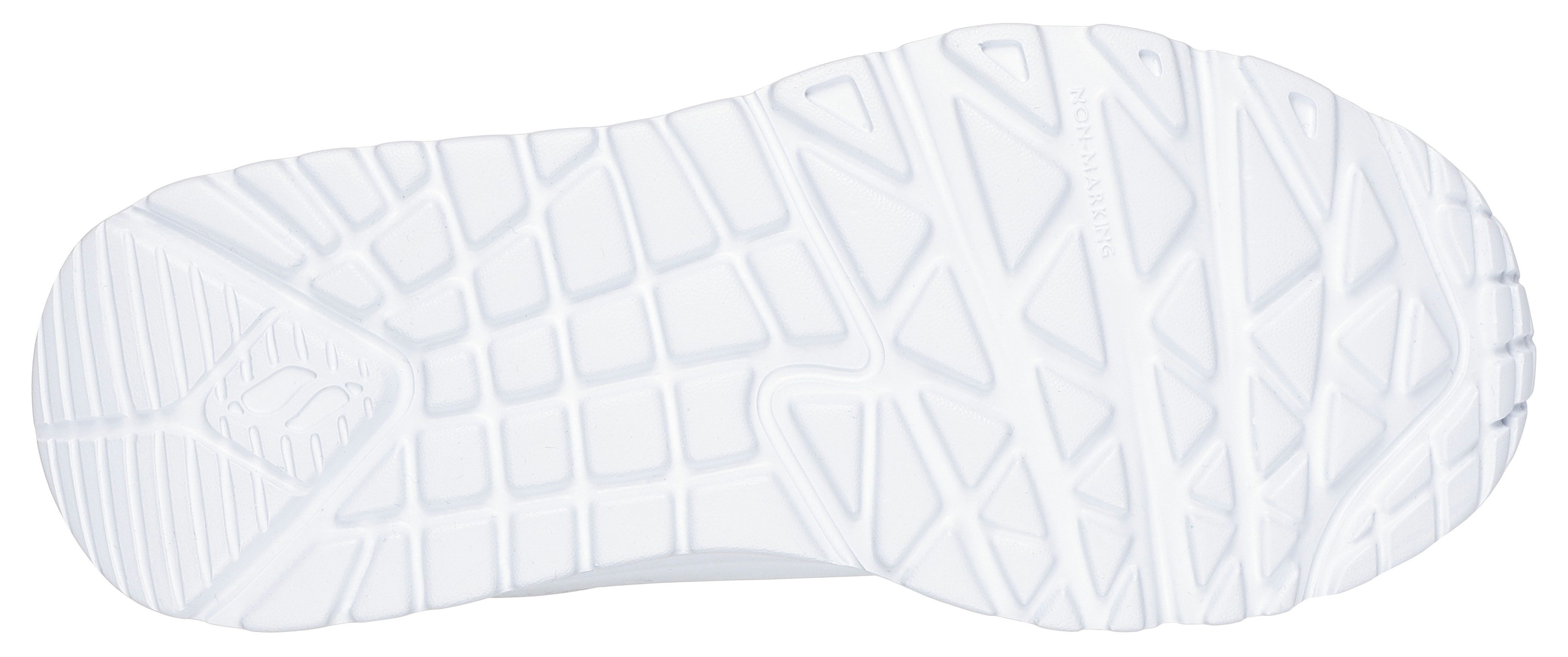 Skechers UNO LITE Slip-On Sneaker, Freizeitschuh, Halbschuh, Slipper mit metallic Fersenpatch