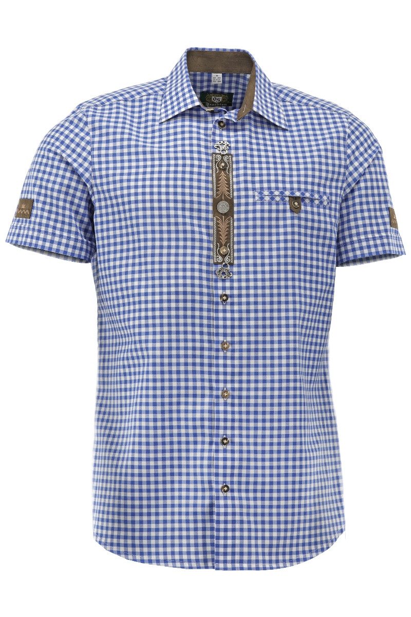 Orbis Textil GmbH & Co. KG Trachtenhemd Trachtenhemd - ADELMO - mittelblau, mittelrot