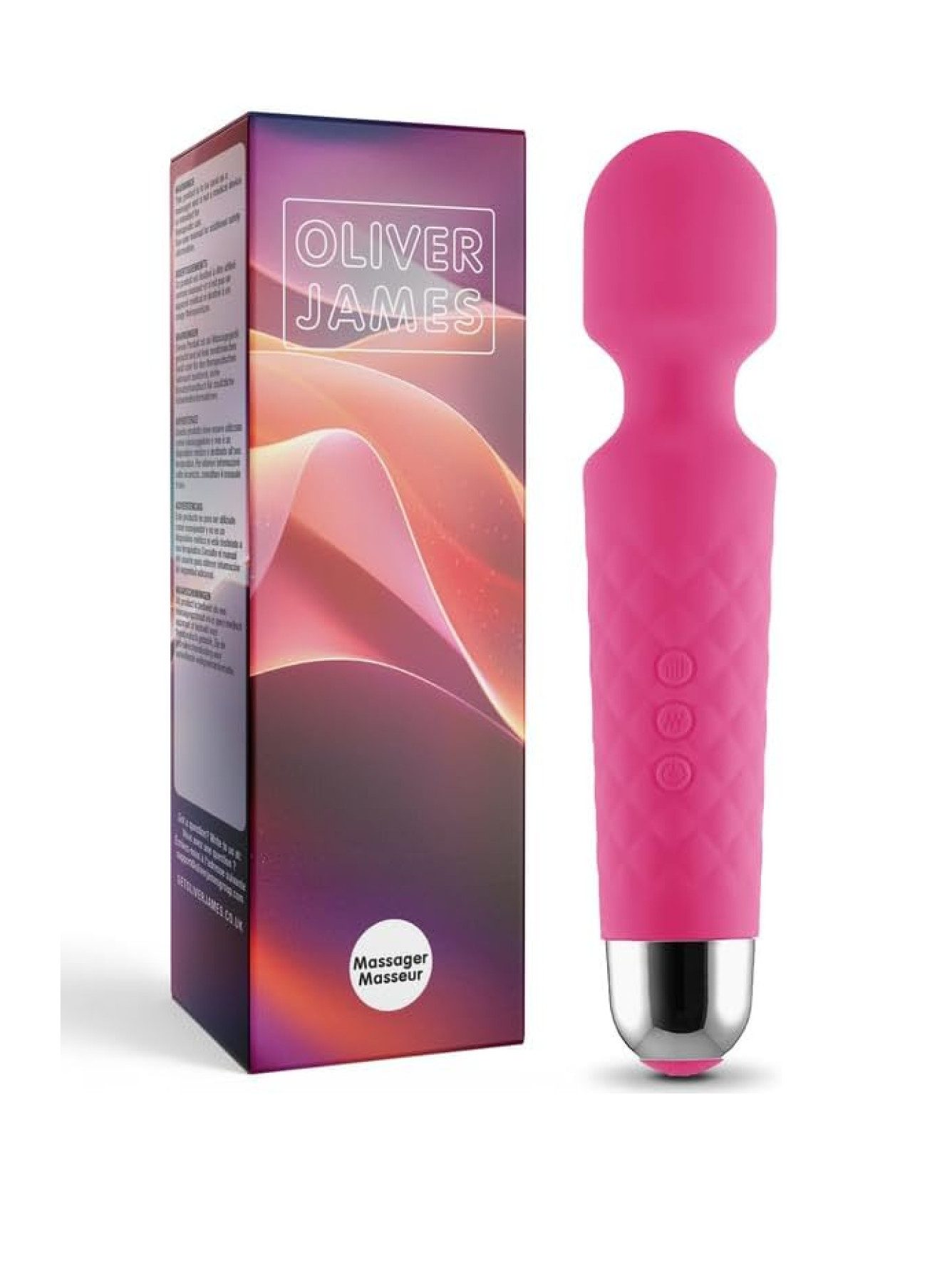 Oliver James Massagegerät mit mehreren Vibrationsstufen – 20 Modi, 8 Geschwindigkeiten, strahlwassergeschützt und wiederaufladbar, körperfreundliches Silikon, leiser Vibrationsbetrieb