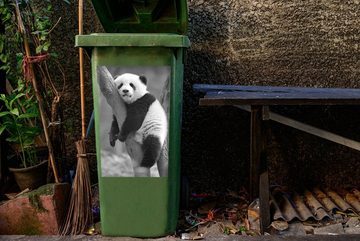 MuchoWow Wandsticker Junger Panda schlafend in einem Baum - schwarz und weiß (1 St), Mülleimer-aufkleber, Mülltonne, Sticker, Container, Abfalbehälter