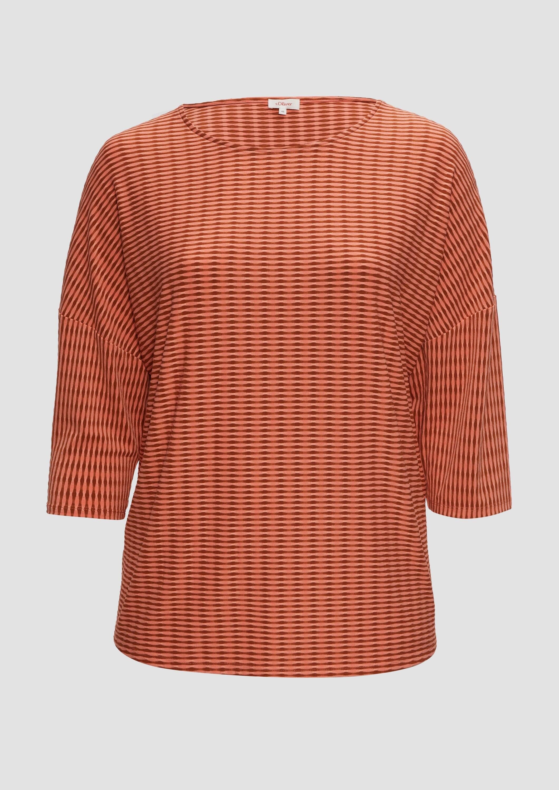 s.Oliver 3/4-Arm-Shirt T-Shirt Strukturiertes Shirt mit Fledermausärmeln