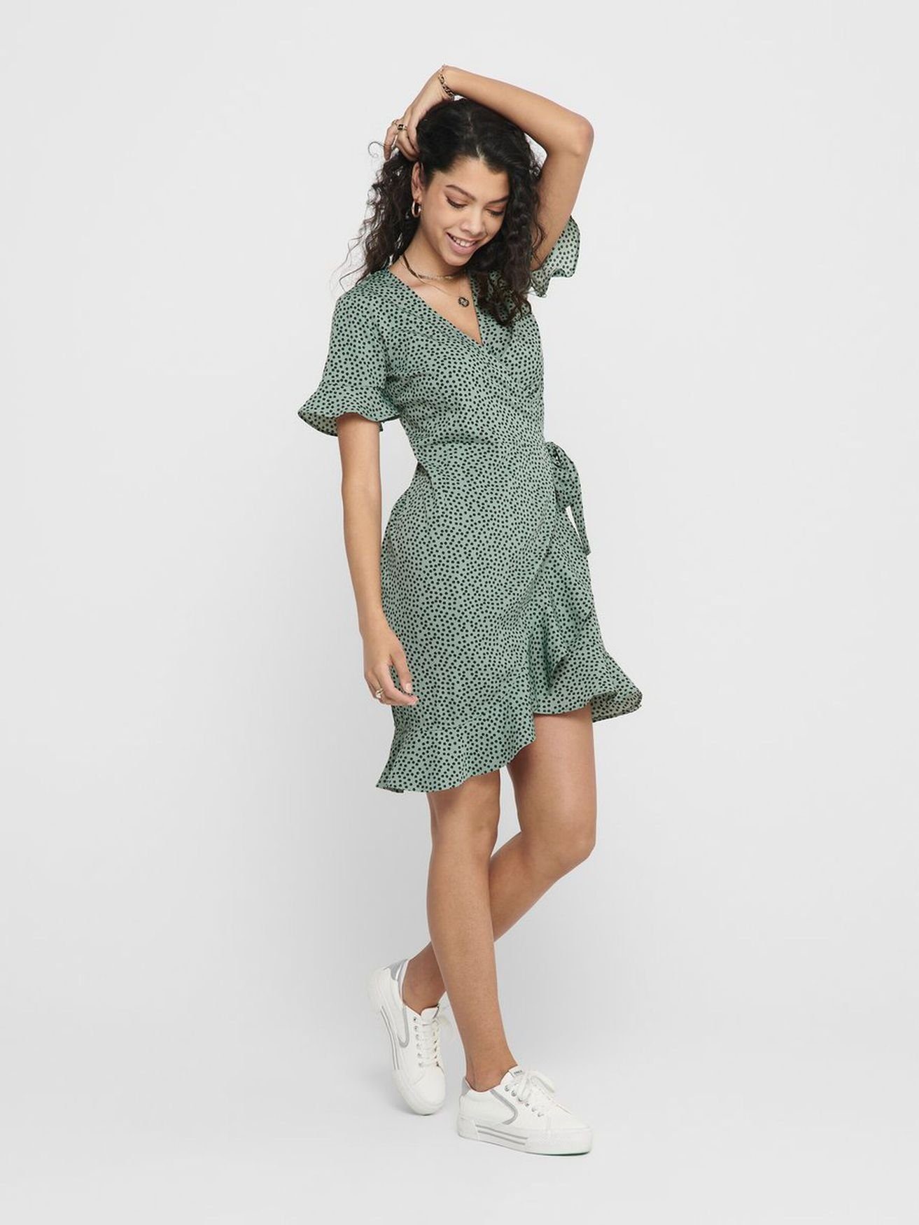 ONLY Shirtkleid (knielang, 1-tlg) ONLOLIVIA S/S WRAP DRESS WVN NOOS