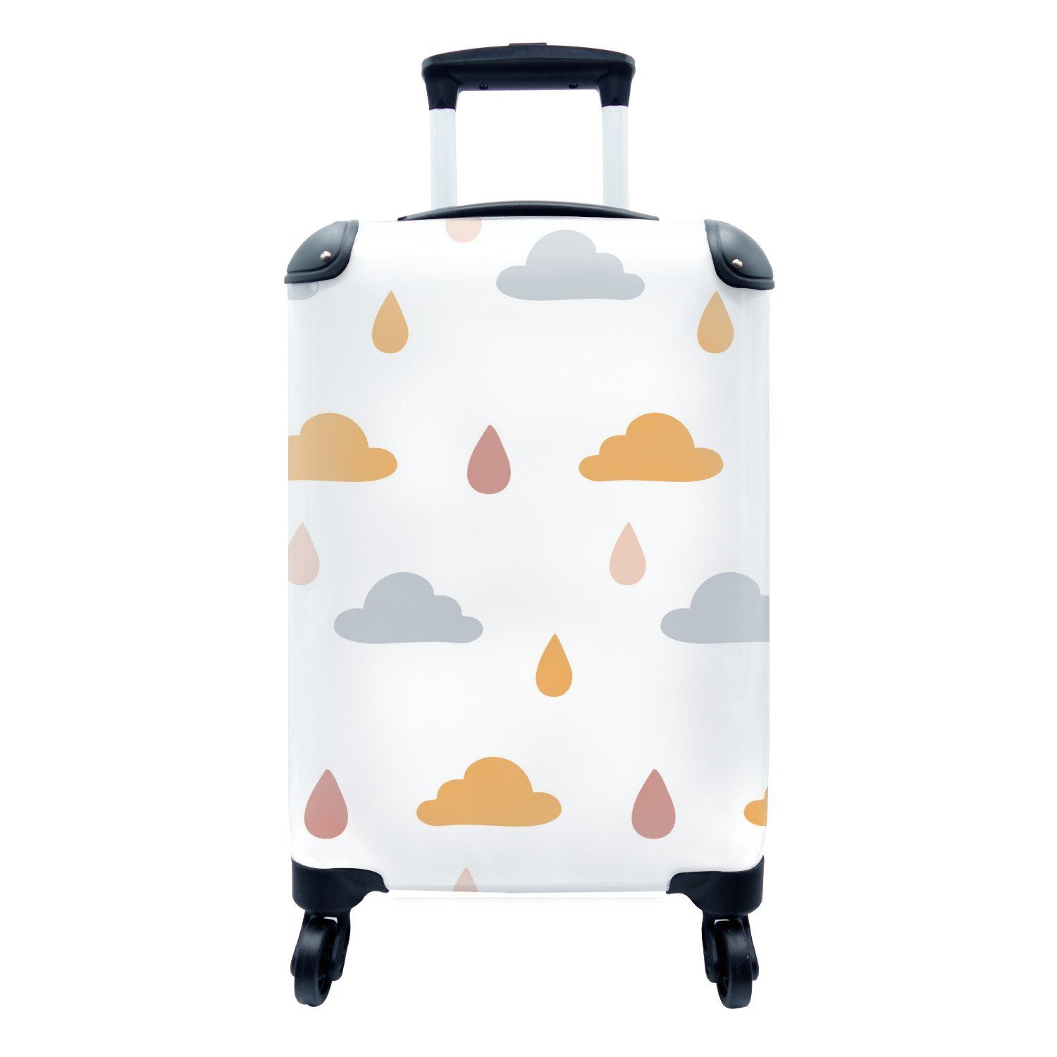 MuchoWow Handgepäckkoffer Kinder - Wolken - Regen, 4 Rollen, Reisetasche mit rollen, Handgepäck für Ferien, Trolley, Reisekoffer