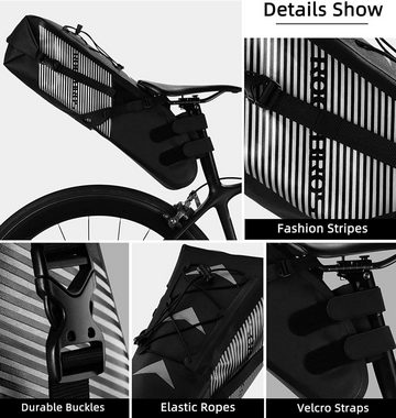 ROCKBROS Satteltasche Fahrrad Gepäckträgertaschen 100% Wasserdicht (IPX7 10L Fahrradtasche Hinterrad Tasche Sitztasche)