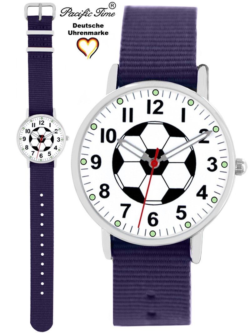Pacific Time Quarzuhr Kinder Armbanduhr Fußball Wechselarmband, Mix und Match Design - Gratis Versand violett