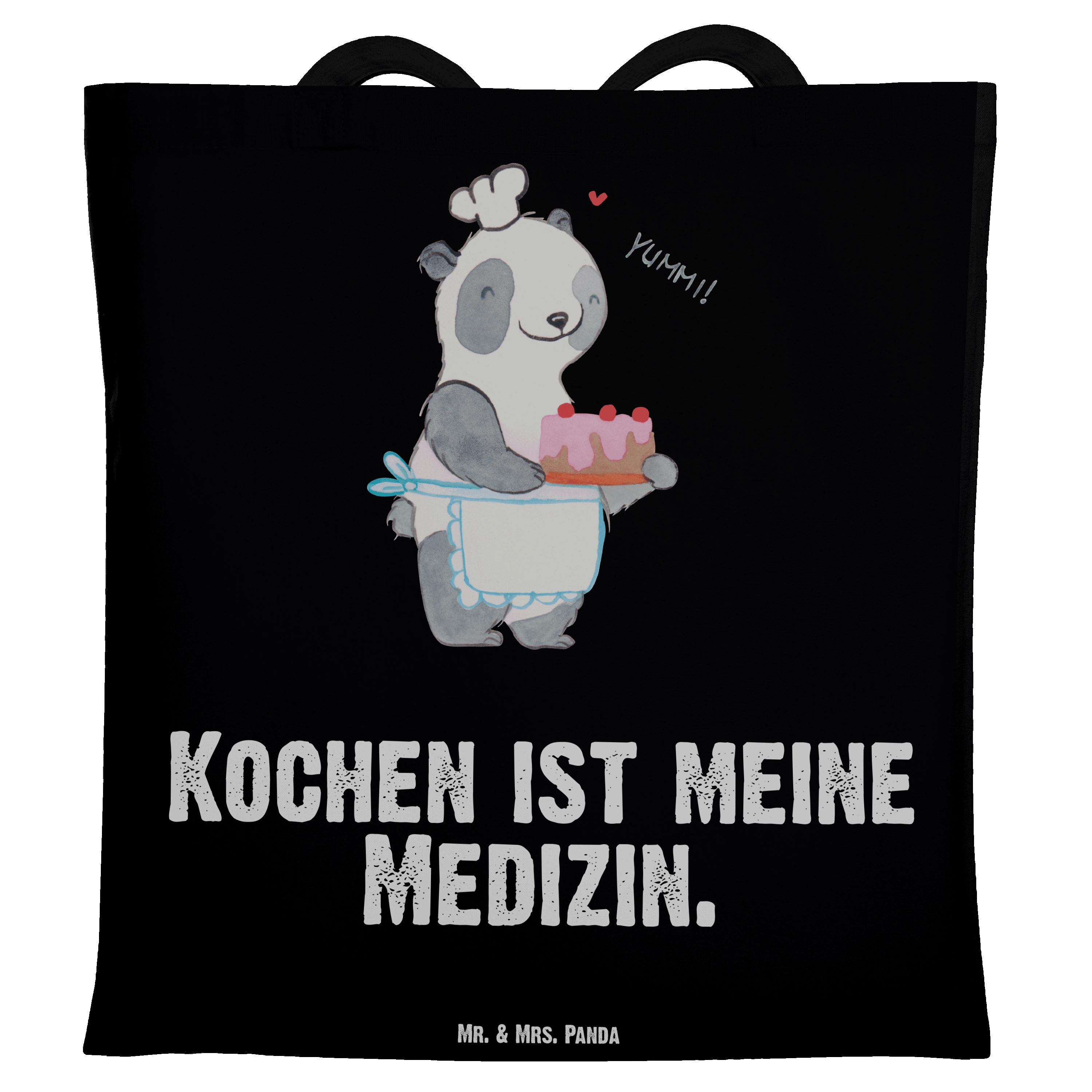 Mr. & Mrs. Panda Tragetasche - Bär Danke, Medizin Schwarz Stoffbeu Hobbyköchin, Kochen - Geschenk, (1-tlg)