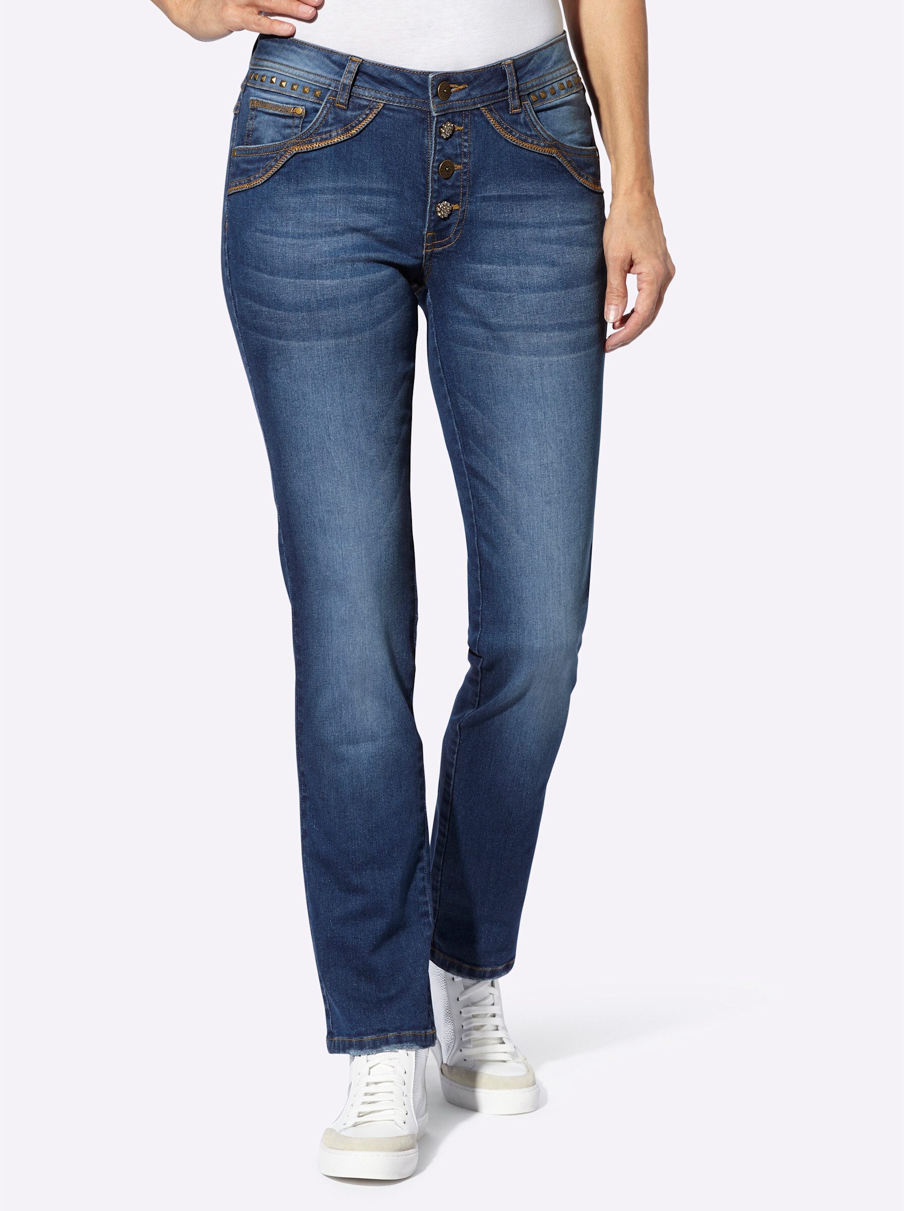 Bequeme Jeans 5-Pocket-Jeans leicht vertieft