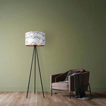 Paco Home Stehlampe Trina Kraft, ohne Leuchtmittel, Standleuchte Schlafzimmer E27 Marmor Stein Design Grau Weiß