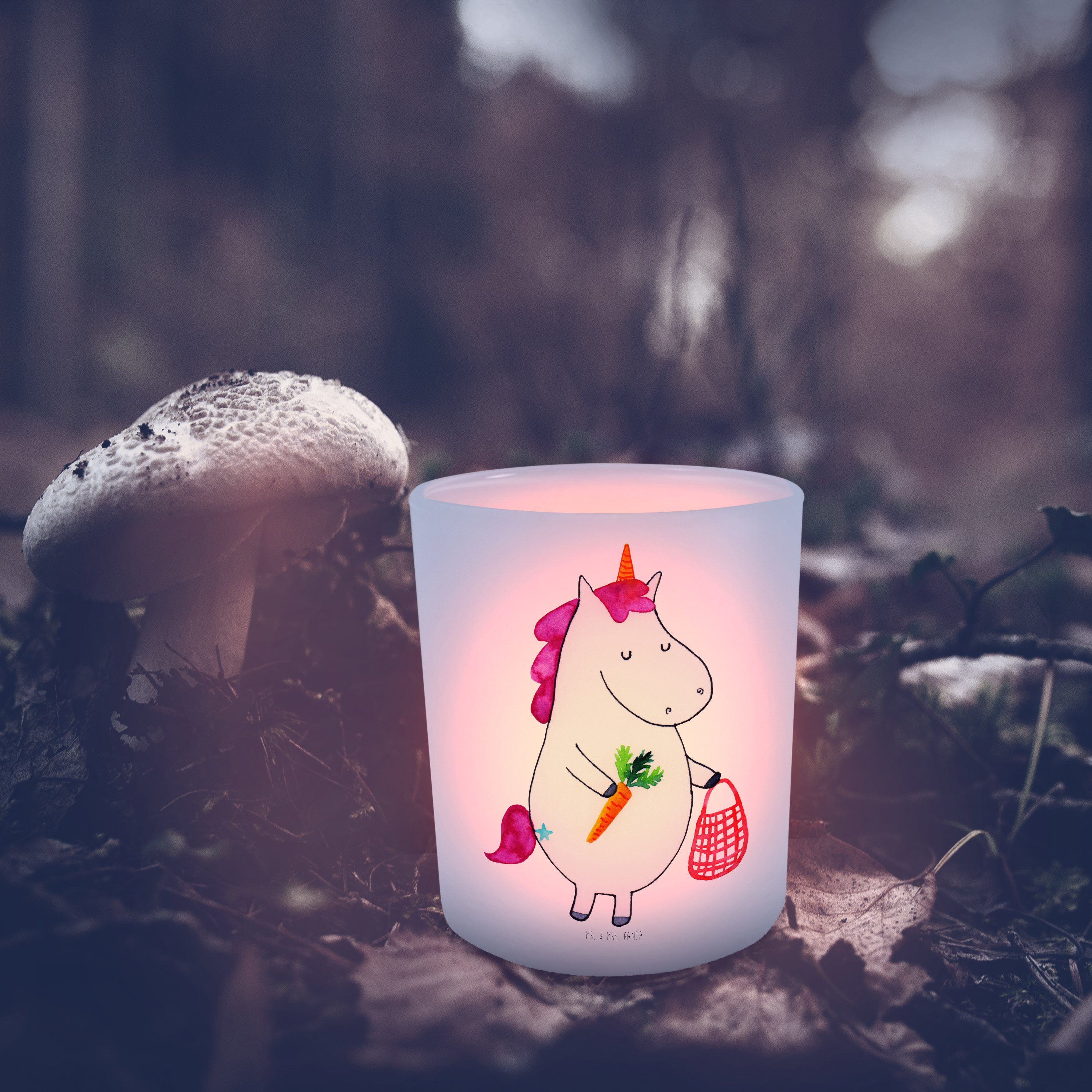 Mr. & Mrs. Panda Windlicht - Geschenk, Teelichthalter, Teelichtglas, Einhorn Transparent St) - Vegan (1