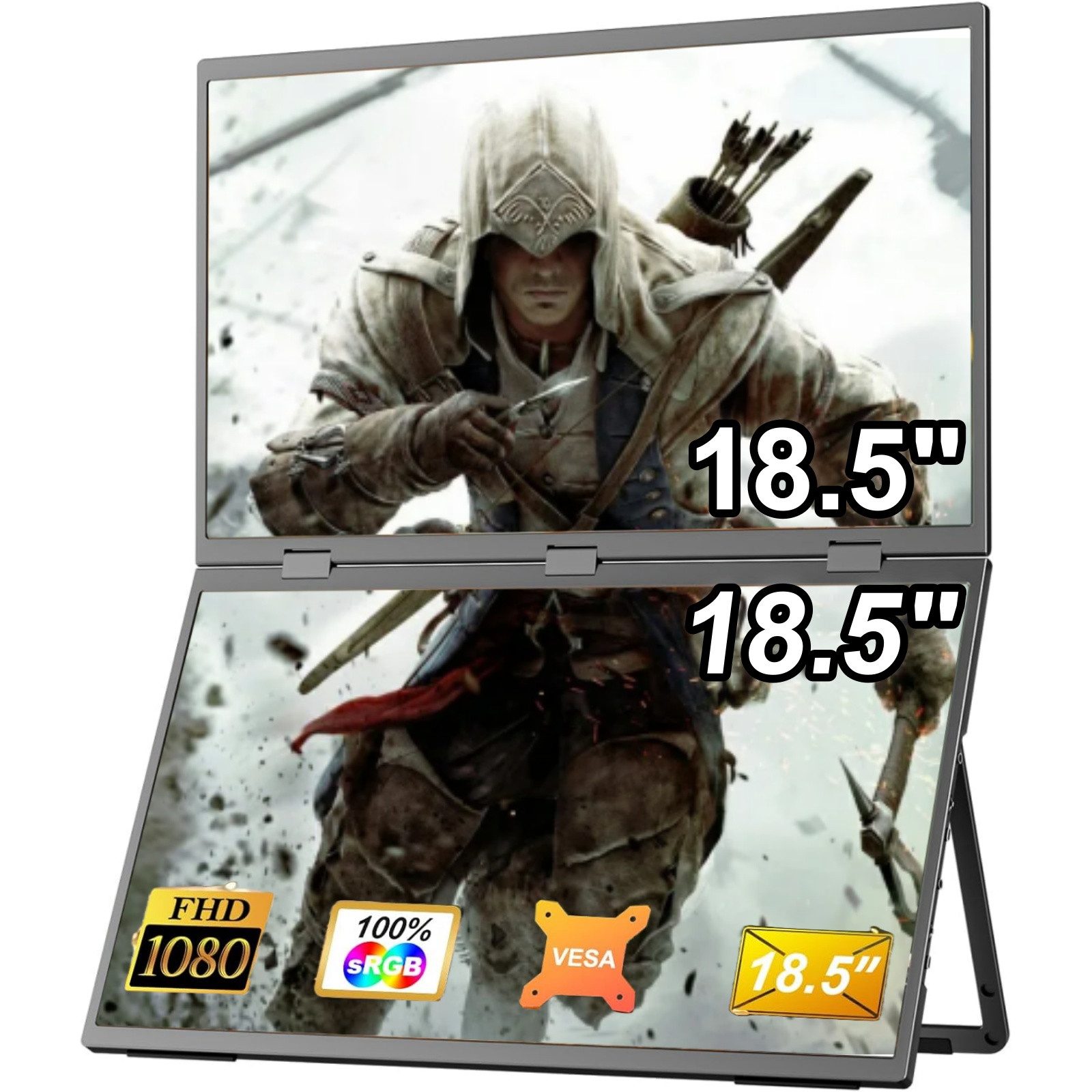Bundviel Dual Monitor 33,5 Zoll 120Hz FHD IPS 100% sRGB USB-C HDMI Display Portabler Monitor