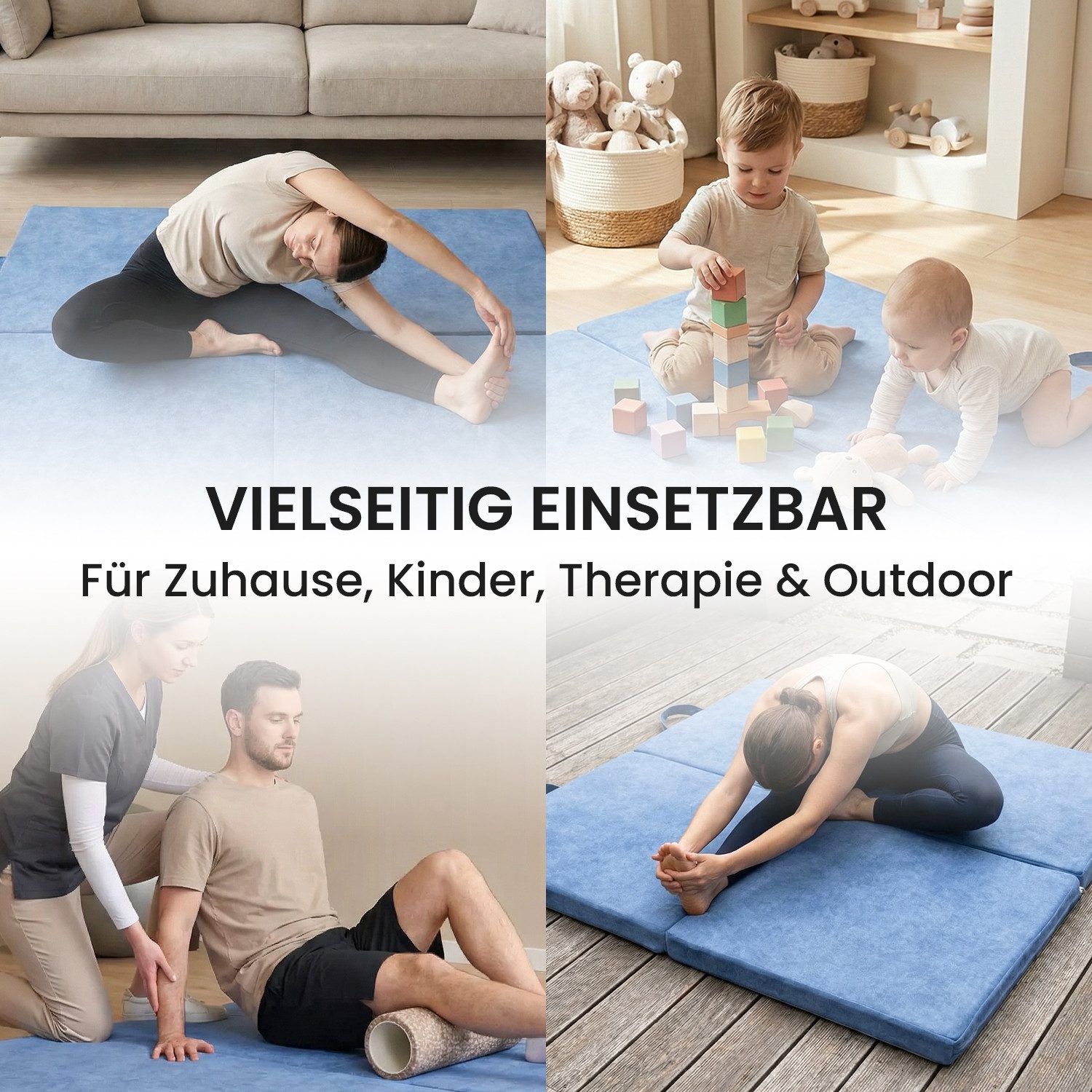 Jeflex Weichbodenmatte Jeflex Spielmatte Turnmatte klappbar VELVET DELUXE 120 x 120 x 6 cm