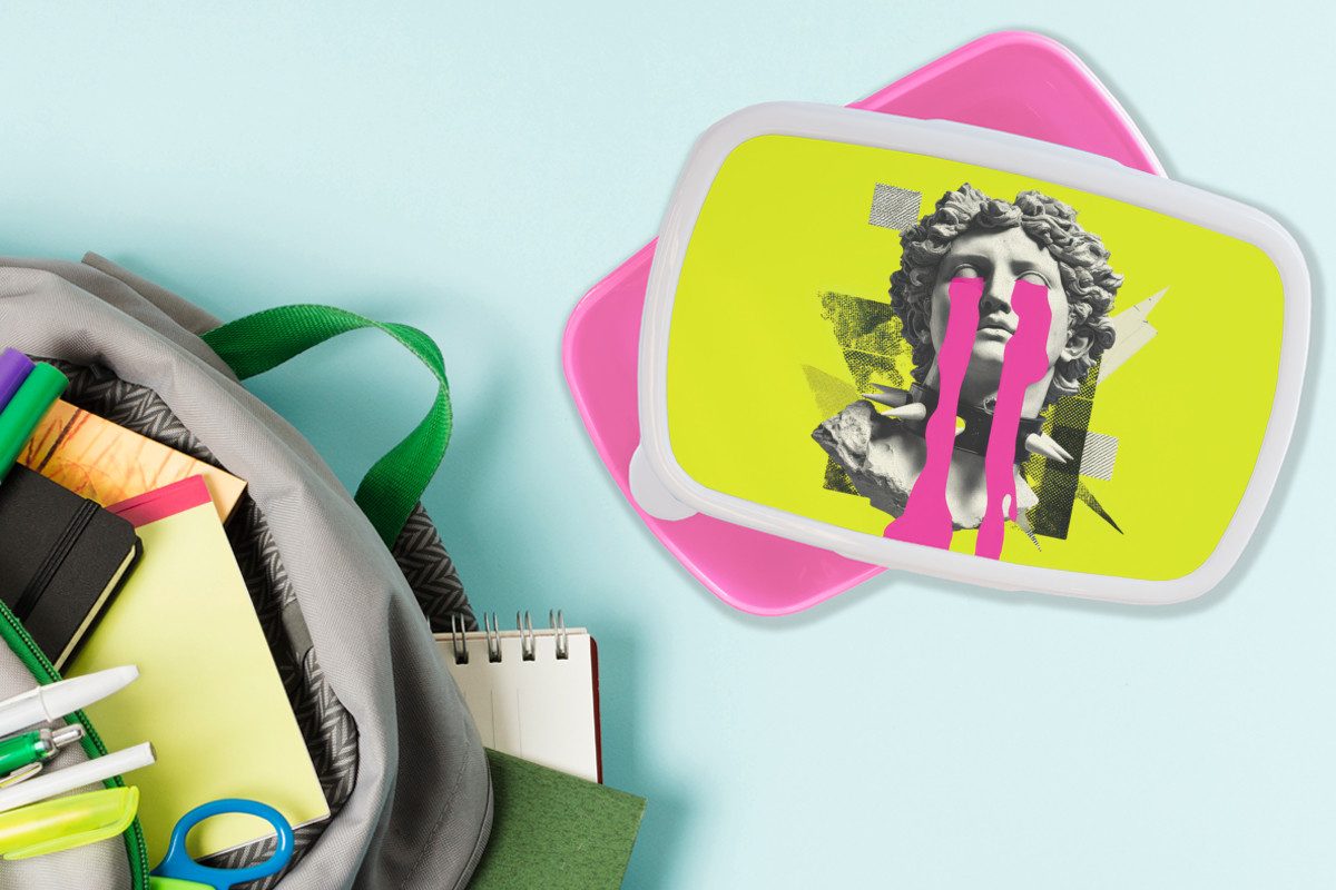MuchoWow Lunchbox Büste - Farbe - Gelb, Kunststoff, (2-tlg), Brotdosen, Lunch Box, Brotbox für Kinder und Erwachsene