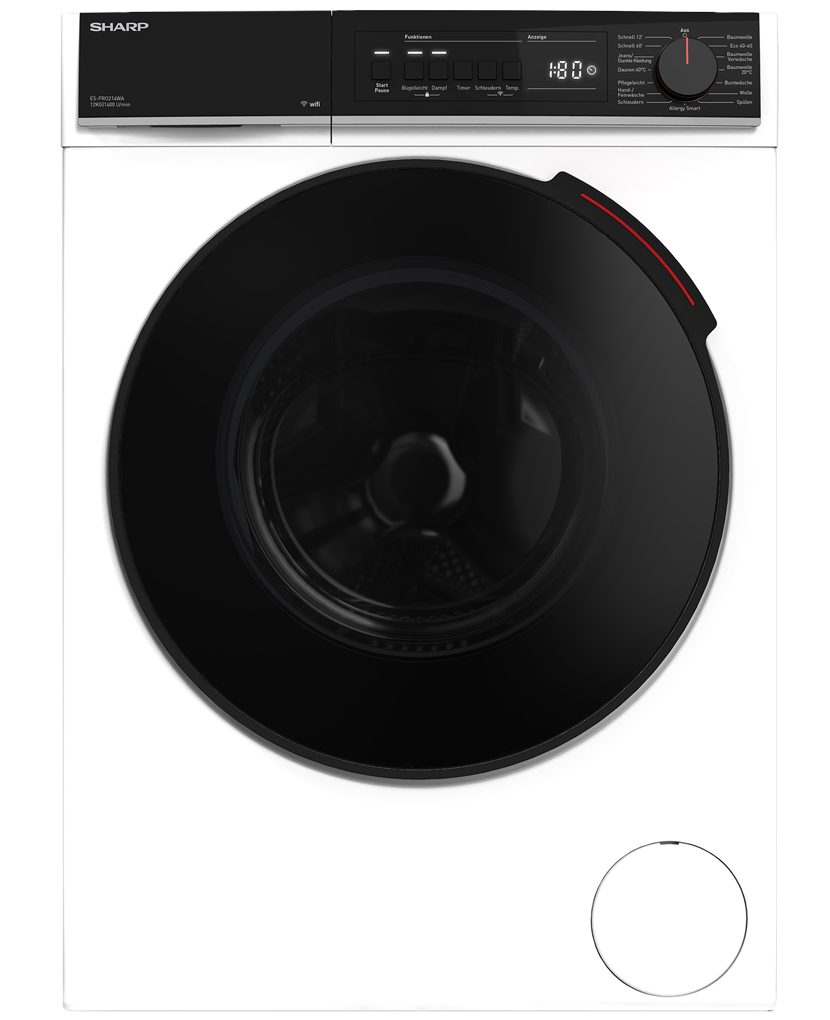 Sharp Waschmaschine ES-PRO214WA-DE, 12 kg, 1400 U/min, AllergySmart, Dampf, WIFI Steuerung per App, 12 kg