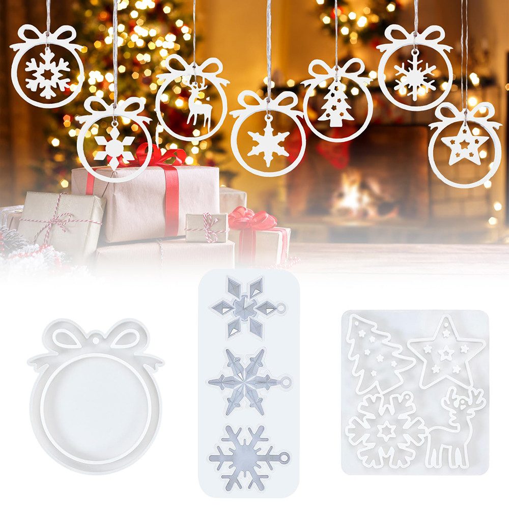 CLTYQ Modellierwerkzeug Silikonformen Weihnachten 3 Stück,mit Stern,für DIY Schneeflocke, (3 St), Weihnachts-Silikonformen Gießformen mit Weihnachtsbaum, Stern, Elch