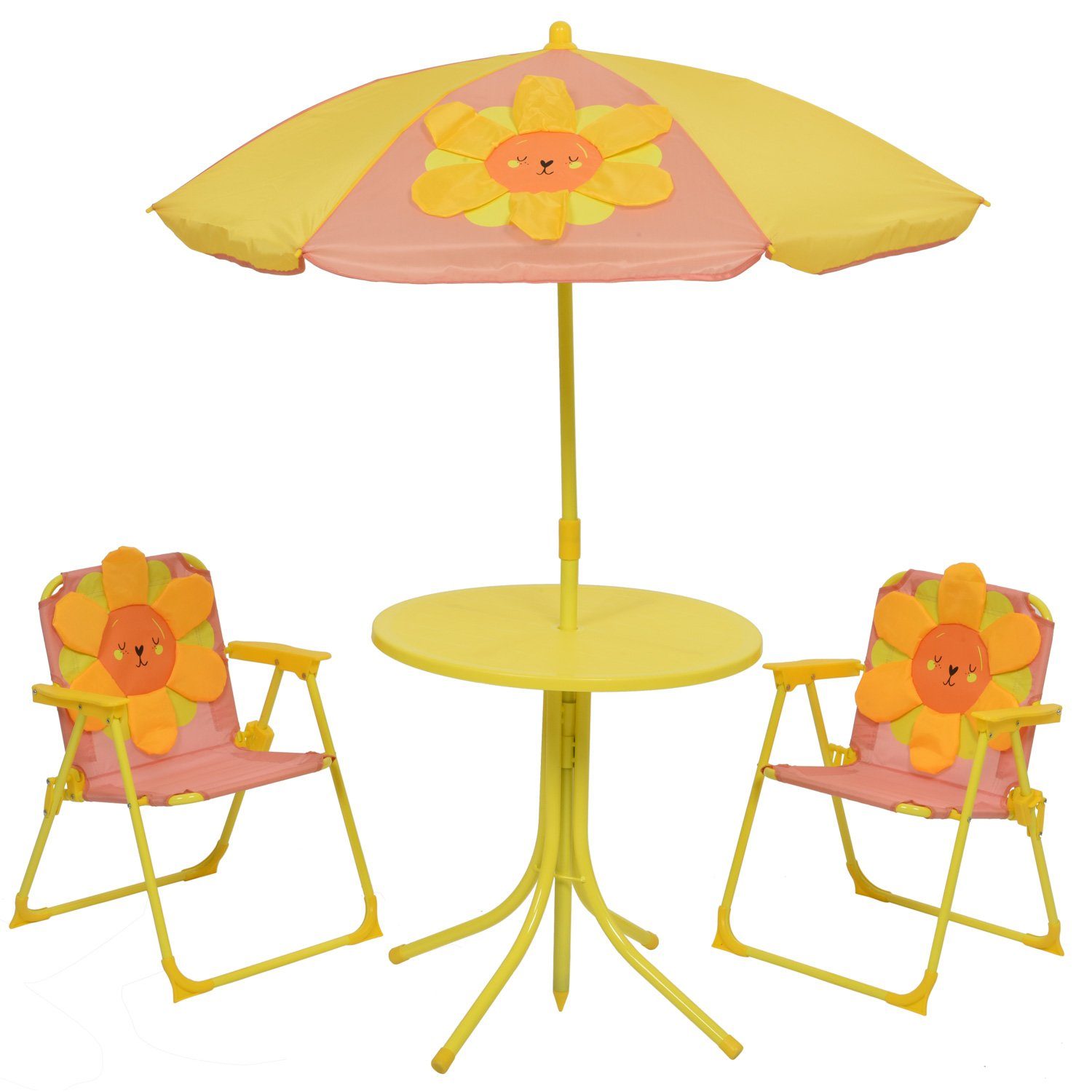MARELIDA Kindersitzgruppe Blume YOKO 2 Стільці Tisch Sonnenschirm Gartenmöbel für Camping 4tlg., (4-tlg)