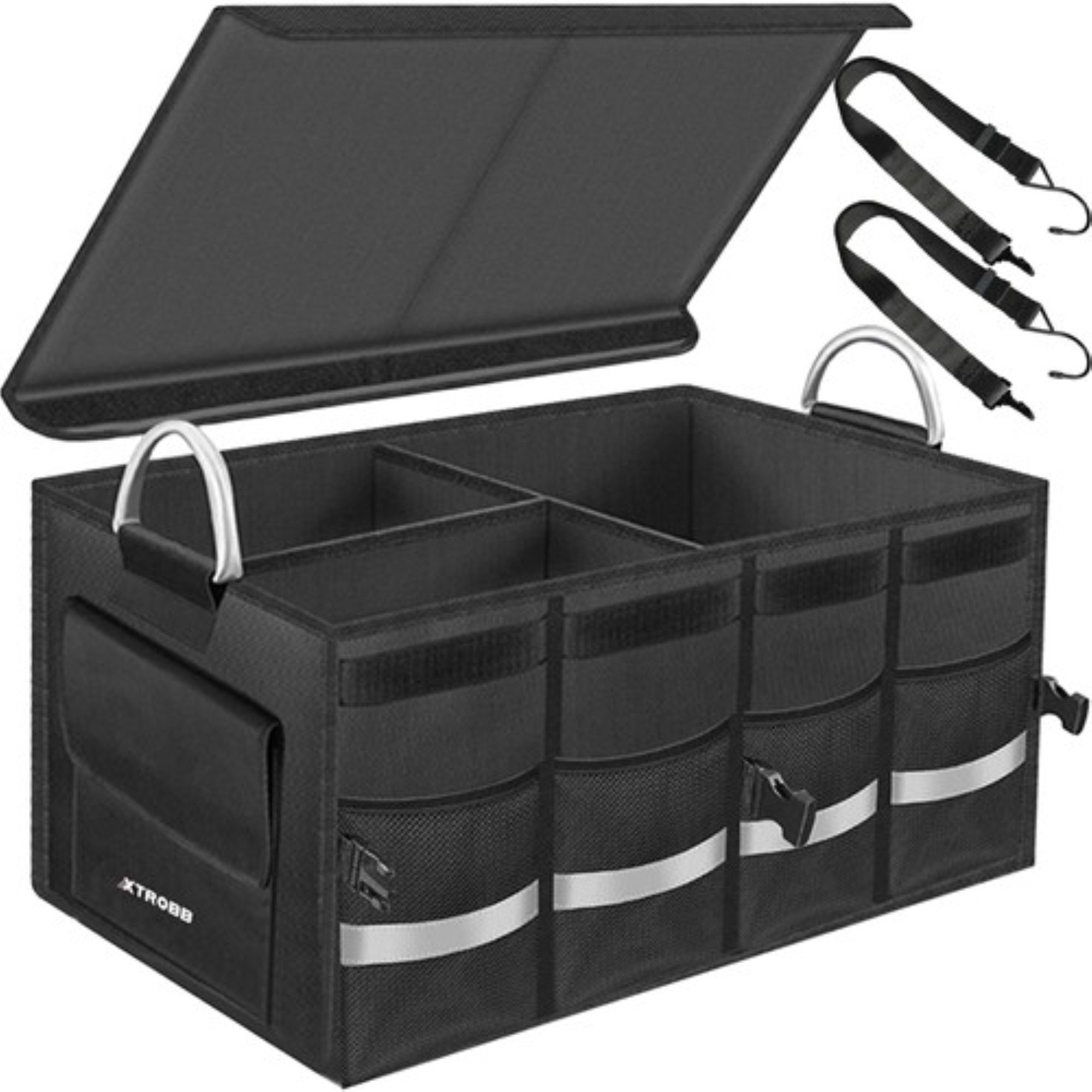 XTROBB Organizer Auto-Organizer: Großer Kofferraum Organizer mit Abdeckung (Kofferraum-Organizer-Set, 1x Faltbare Auto Organizer), Stabil, vielseitig, leicht transportierbar, großzügige Kapazität.