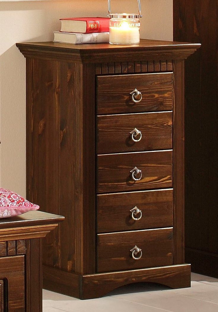 OTTO home Kommode Rustic, Schubkastenkommode, mit 5 Schubladen (Made in Europe), Breite 48cm, aus massiver Kiefer, 5 Schubladen, FSC®-zertifiziert