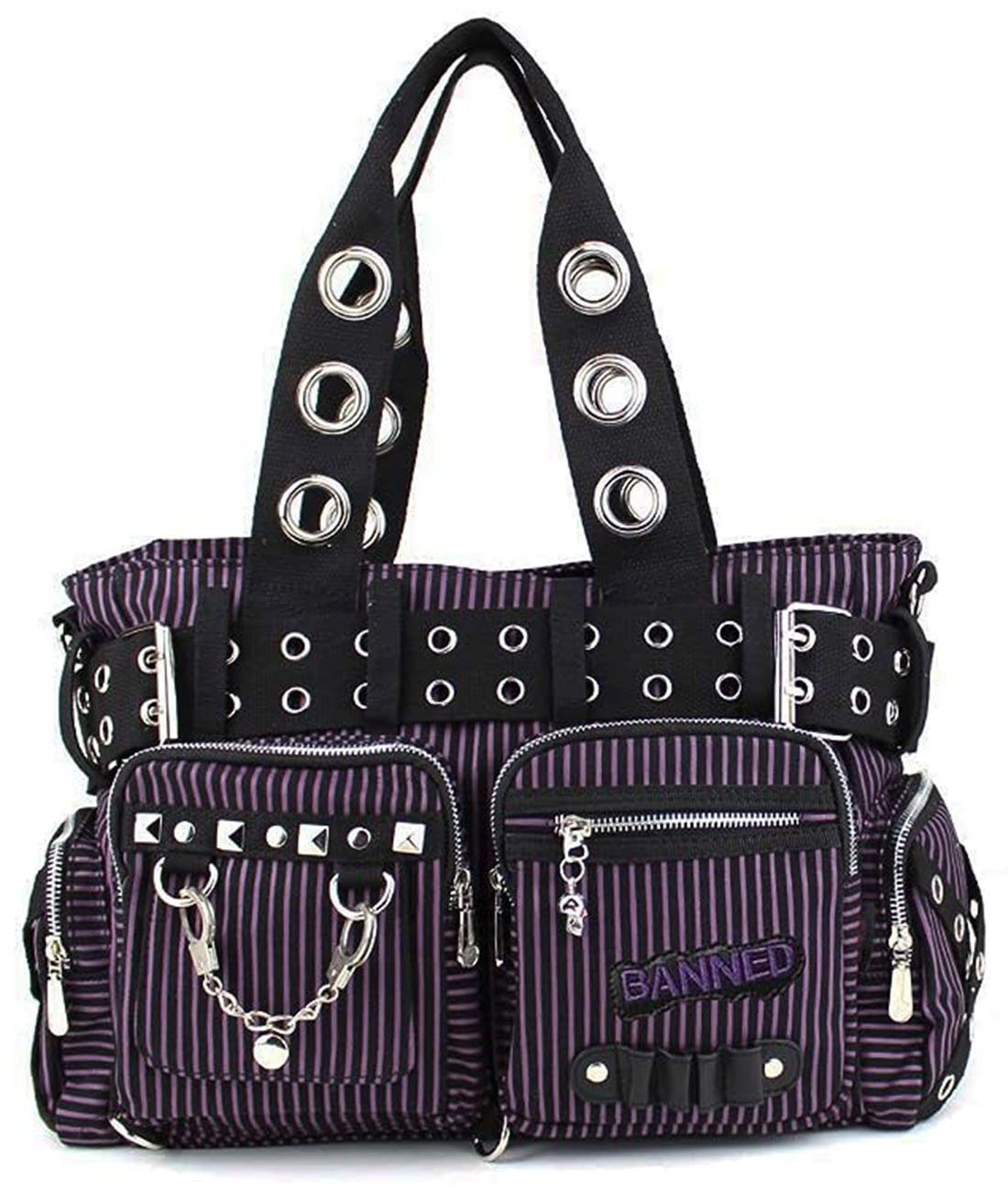 Schultertasche Sweet Revenge Lila Gothic Nieten