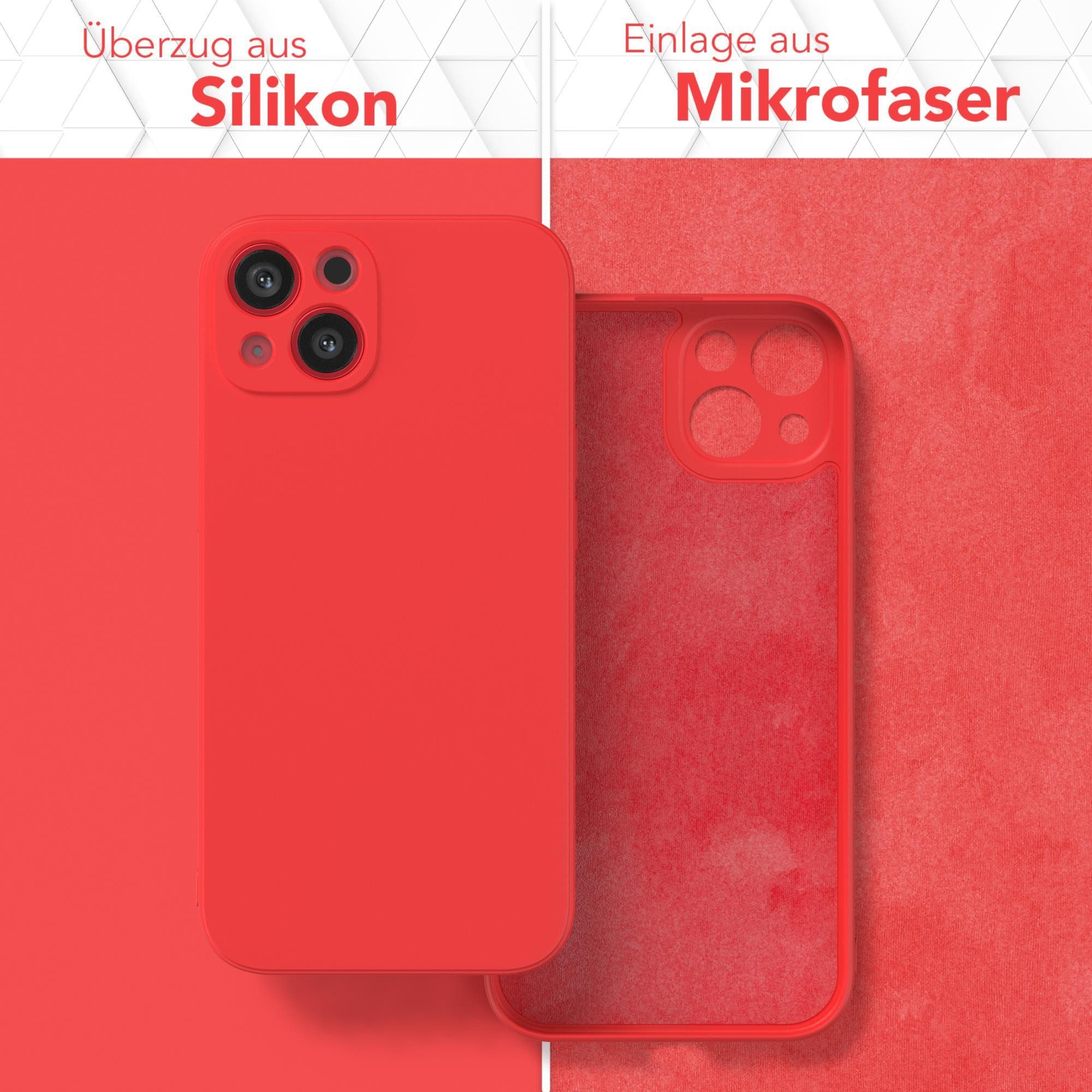 EAZY CASE Handyhülle für Apple iPhone 13 Hülle Silikon 6,1 Zoll, Silikon Schutzhülle mit Kameraschutz stoßfest handycover elastisch Rot