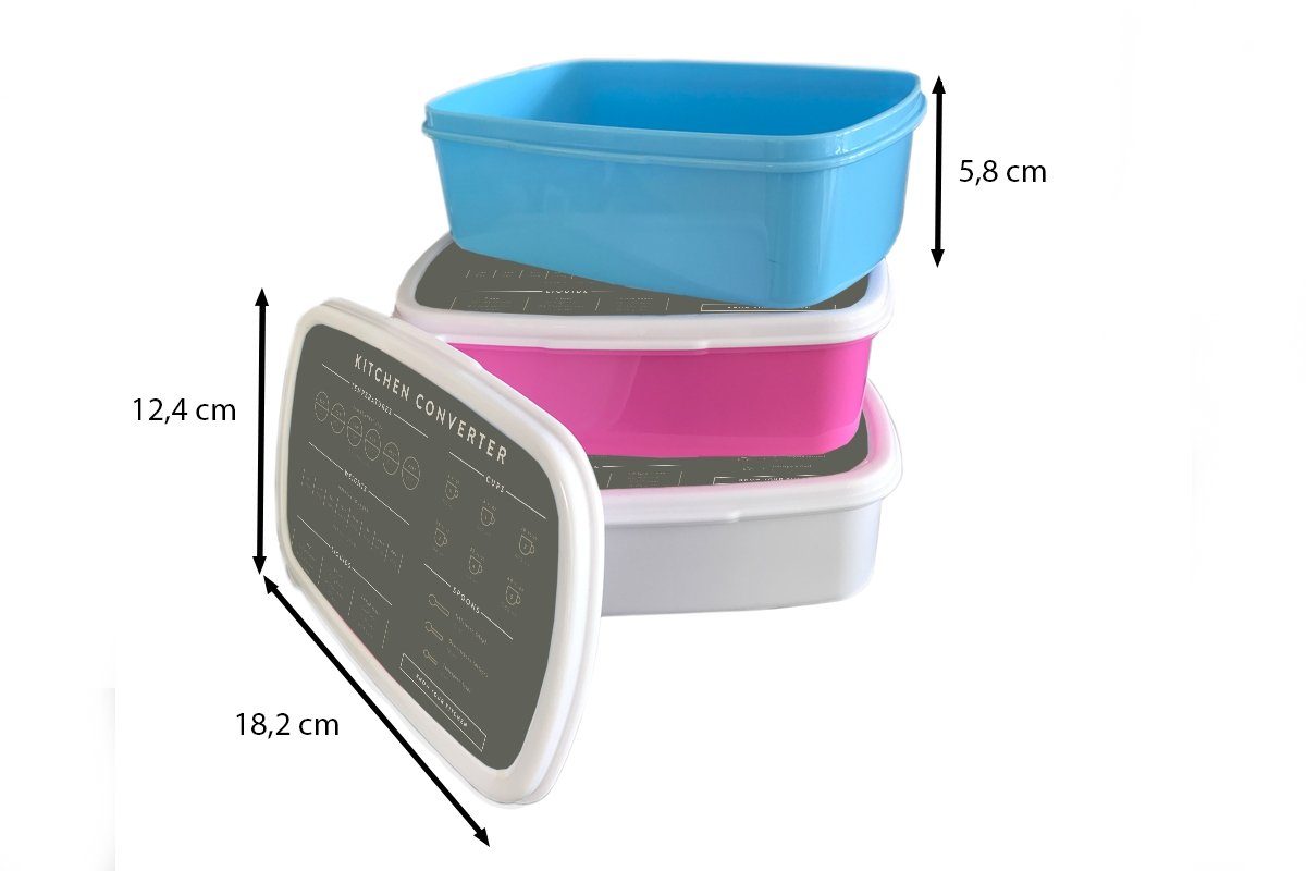Brotdose - Küche - - Messbecher Erwachsene, Brotbox - Messlöffel Lunchbox (2-tlg), Kunststoff Snackbox, Kochen, Mädchen, Kinder, Anleitung rosa Kunststoff, MuchoWow für