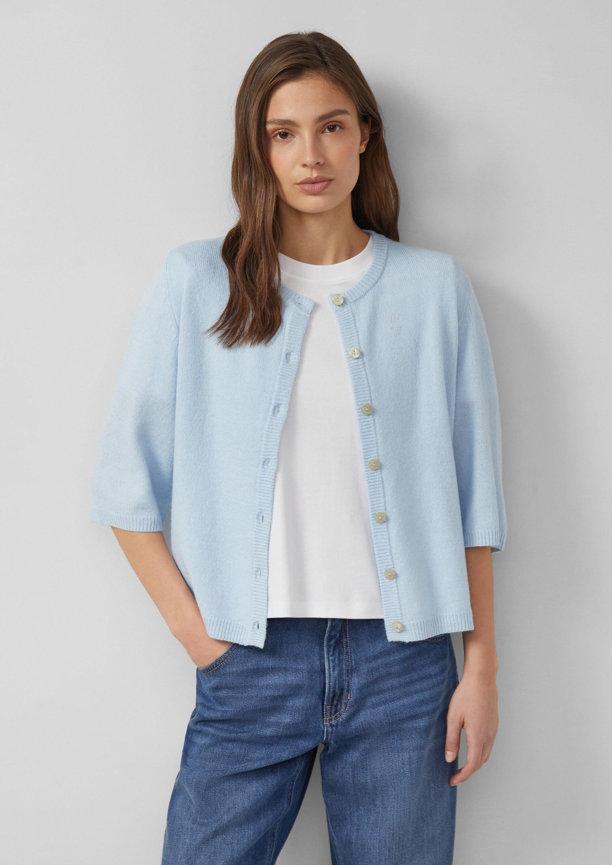 s.Oliver Cardigan Strickjacke Strickjacke aus Alpaka-Mix mit Halbarm