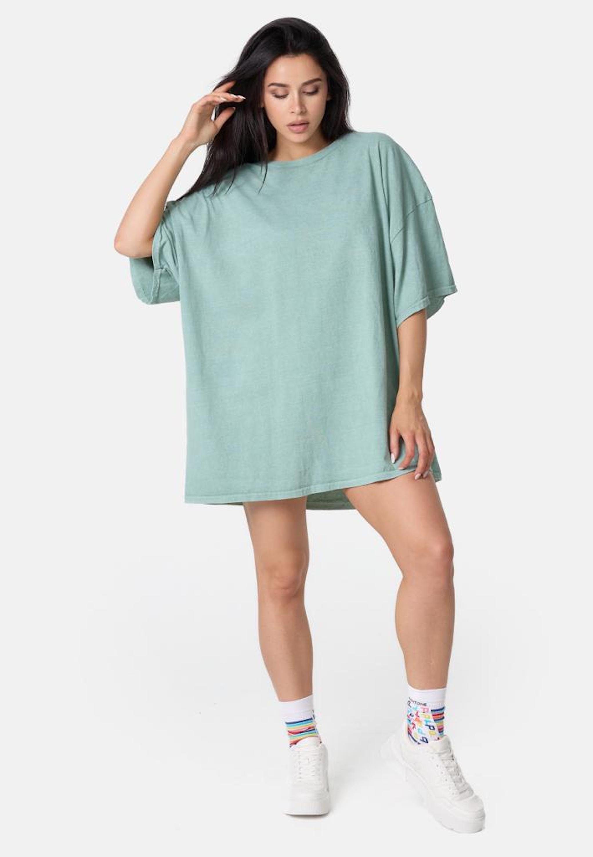 Worldclassca Print-Shirt Worldclassca Oversized T-SHIRT LA Print Washed Tee Sommer Oberteil Neu