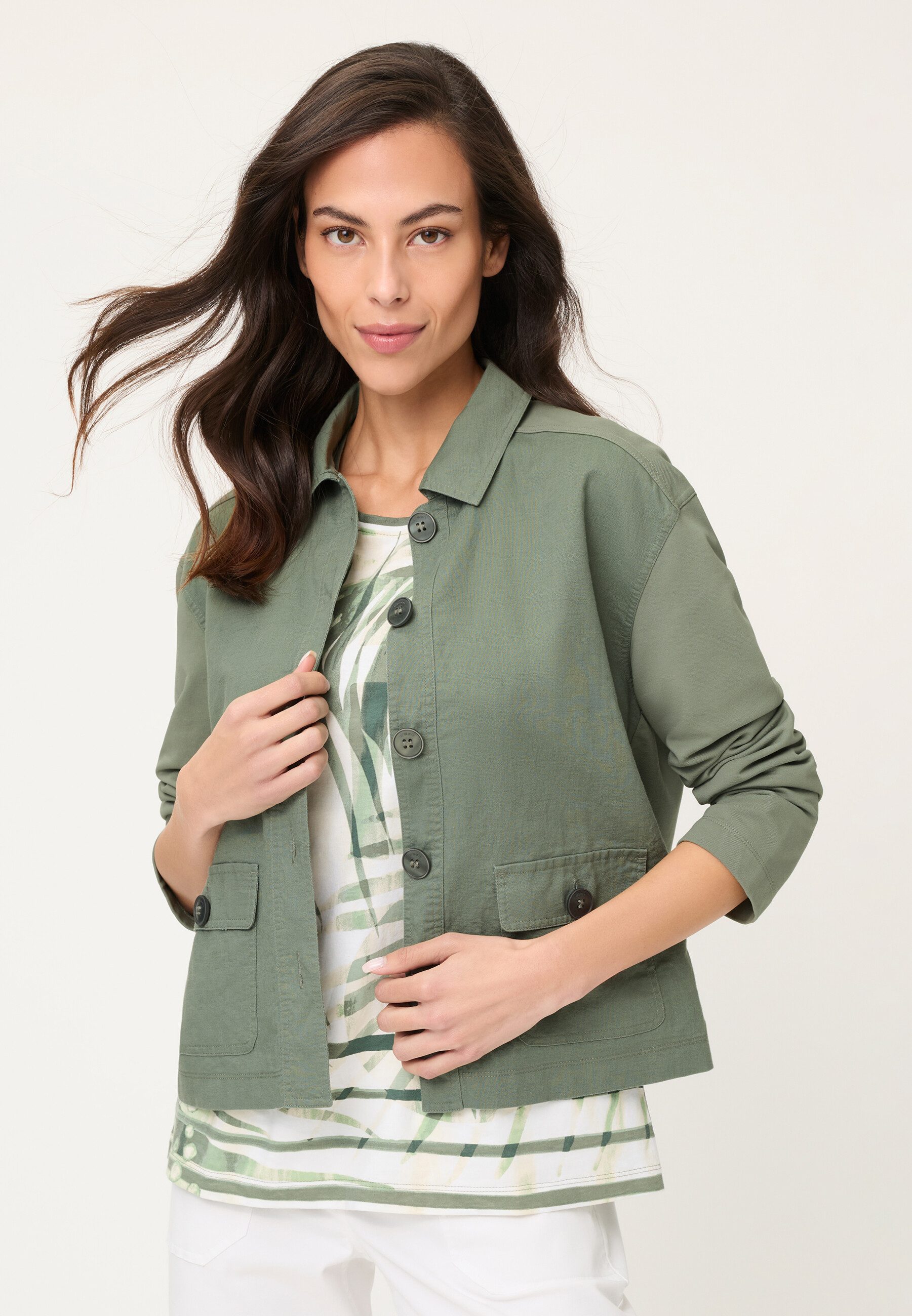 Olsen Sweatjacke Jerseyjacke im Materialmix