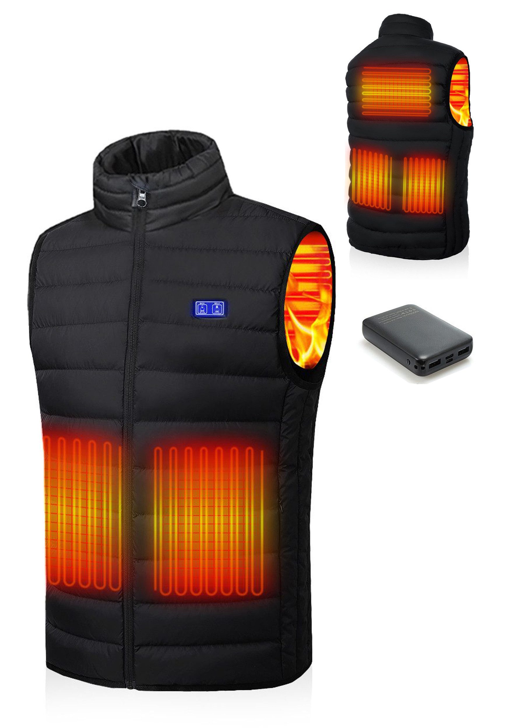 Mincoo Funktionsweste Heizweste Beheizbare Weste Herren Damen mit 10000mAh Powerbank 3 Einstellbar Temperatur Beheizbare Jacke Maschinenwaschbare