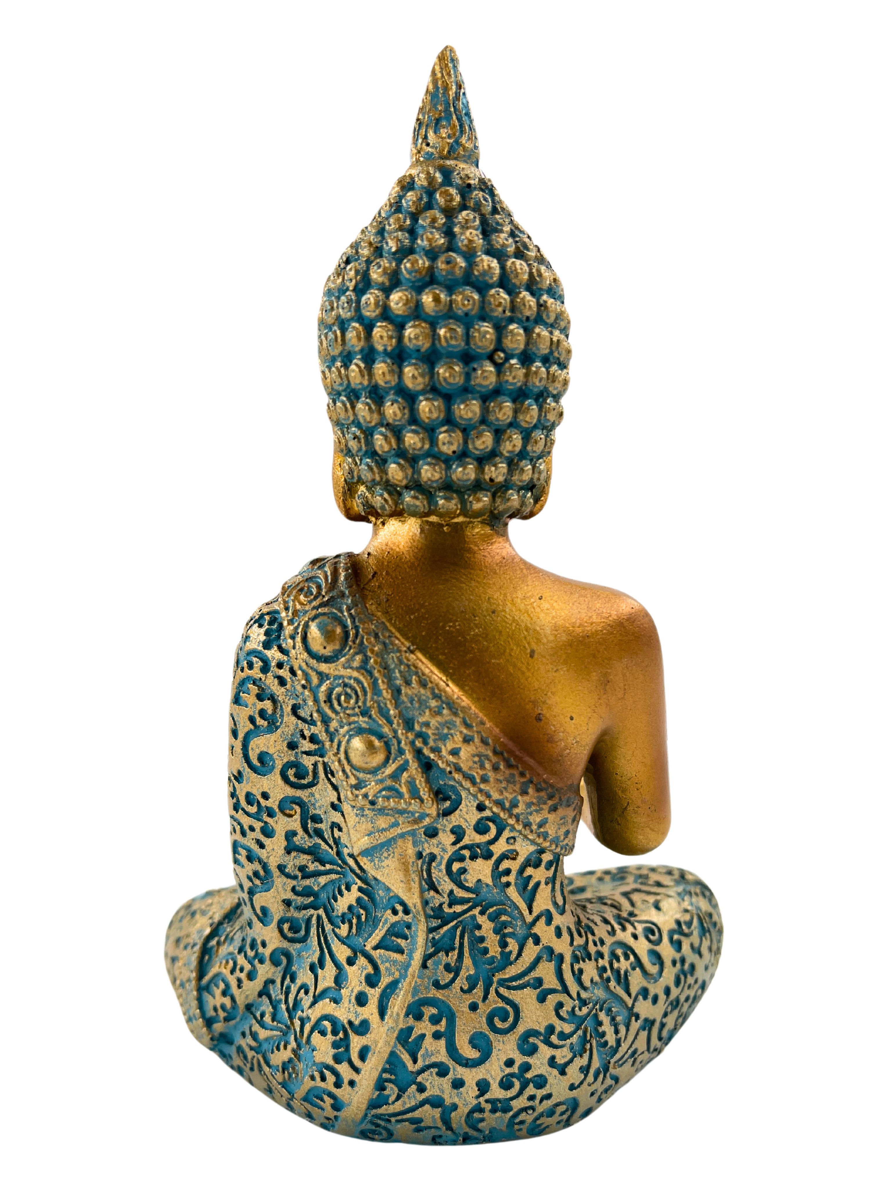 MF Buddhafigur Buddha Skulptur Zenharmony Gold Tuerkis Polyresin 14cm (1 St günstig online kaufen