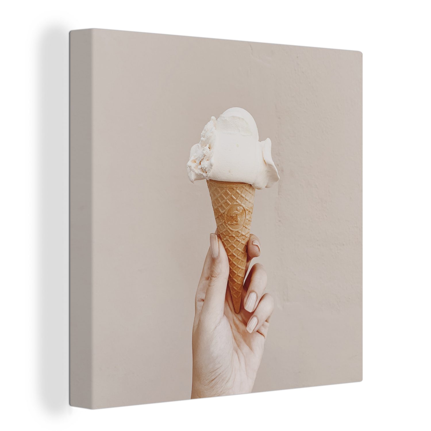 OneMillionCanvasses® Leinwandbild Sommer - Eiscreme - Braun, (1 St), Leinwand Bilder für Wohnzimmer Schlafzimmer