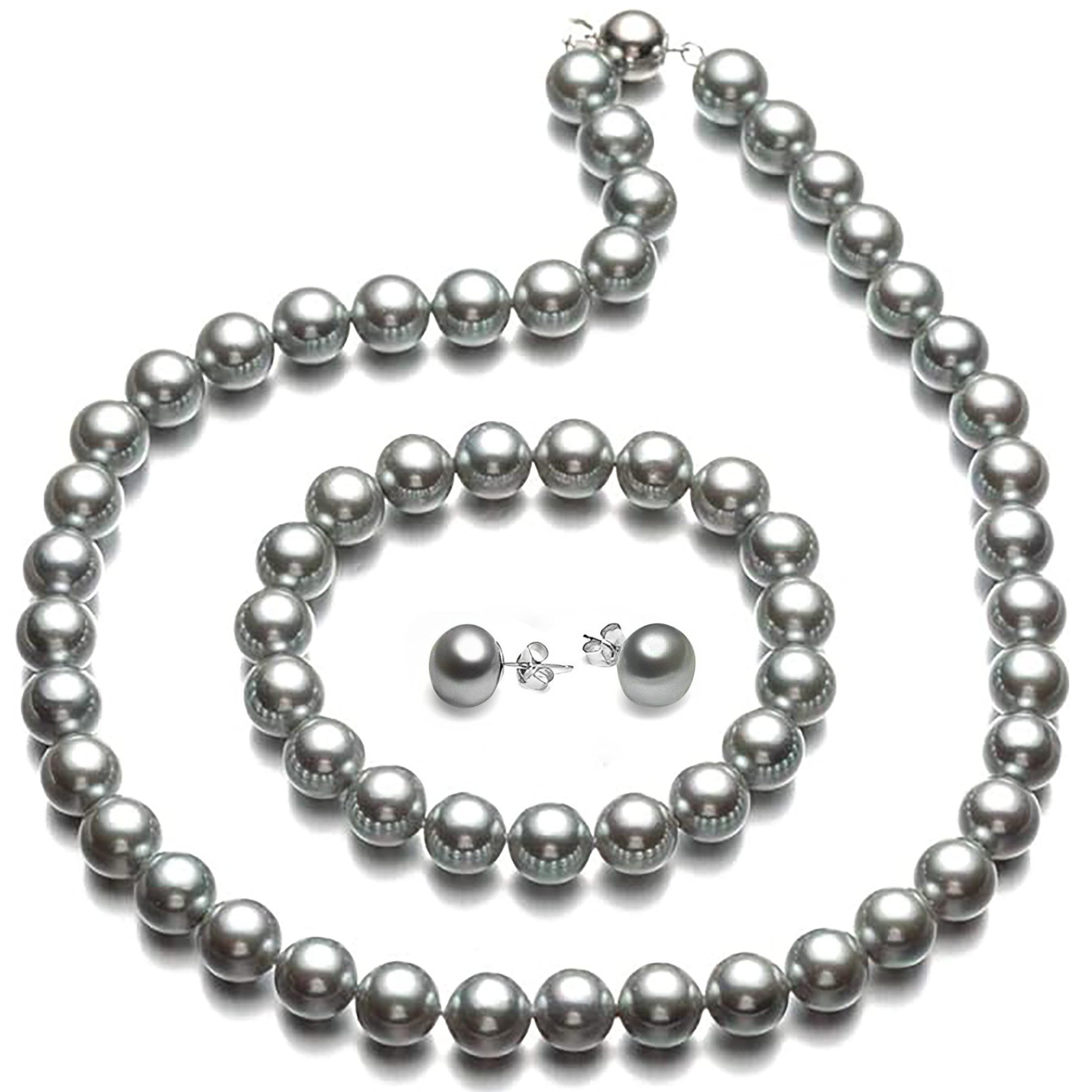 ibettertec Perlenketten-Set Muschel Perlenkette Armband Ohrringe günstig online kaufen