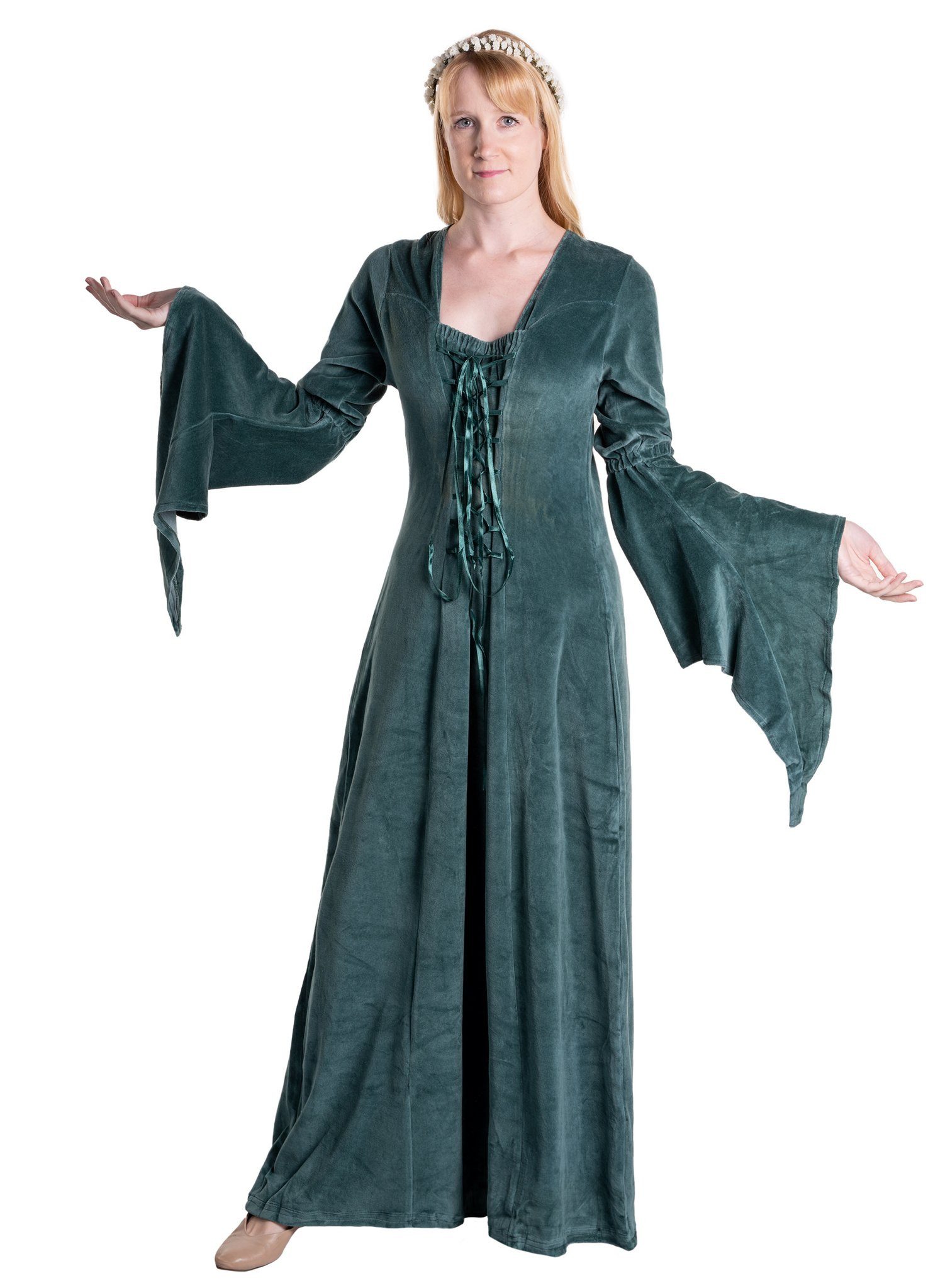 Metamorph Hexen-Kostüm Burgherrin Samtkleid blau, Hochwertige und authentische Mittelalterkleidung zu unschlagbar günst