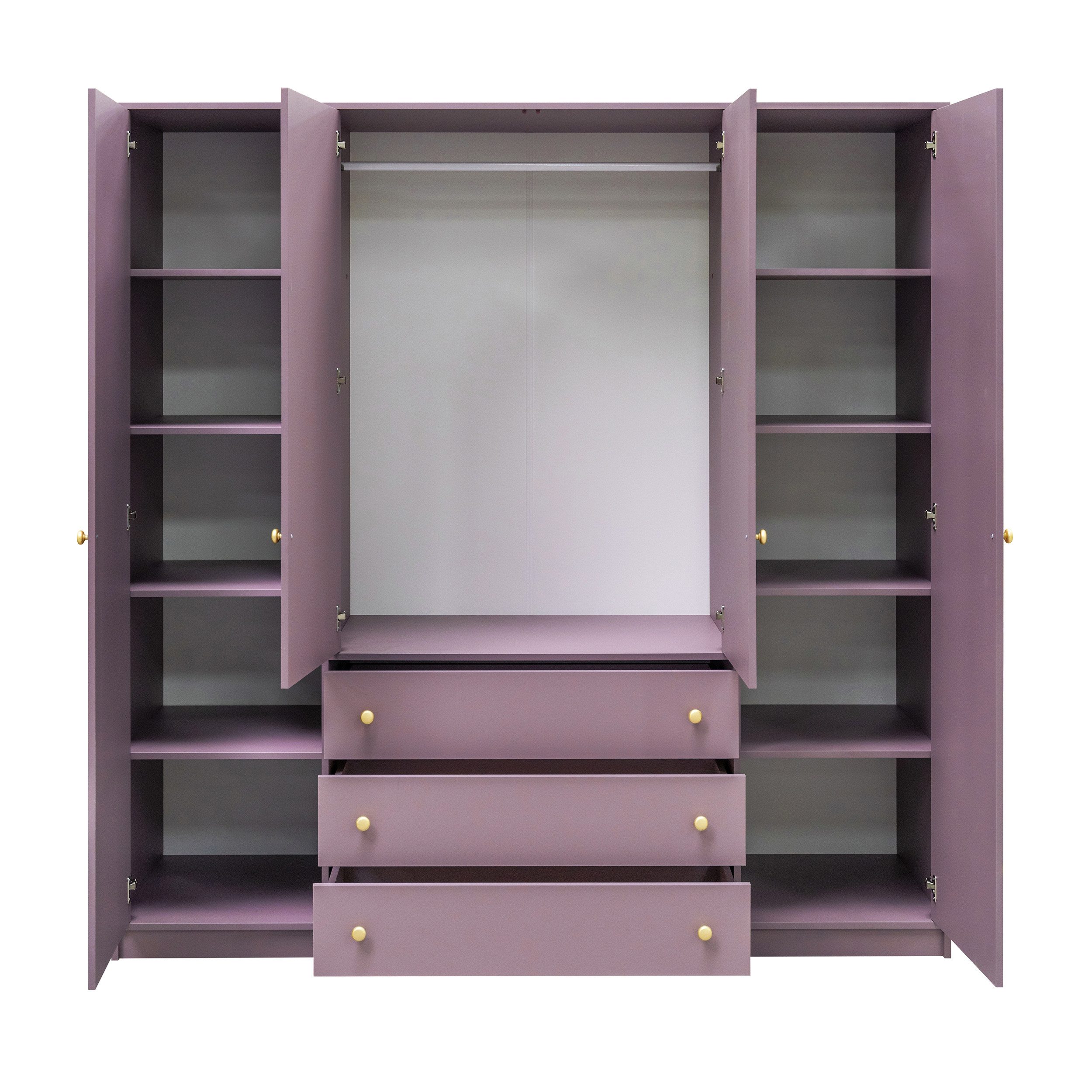 Beautysofa Kleiderschrank mit Spiegel und 3 Schubladen (Zur Auswahl: zweitürig, dreitürig oder viertürig, verschiedene Farben) Höhe 200 cm – Bild 5 von 5