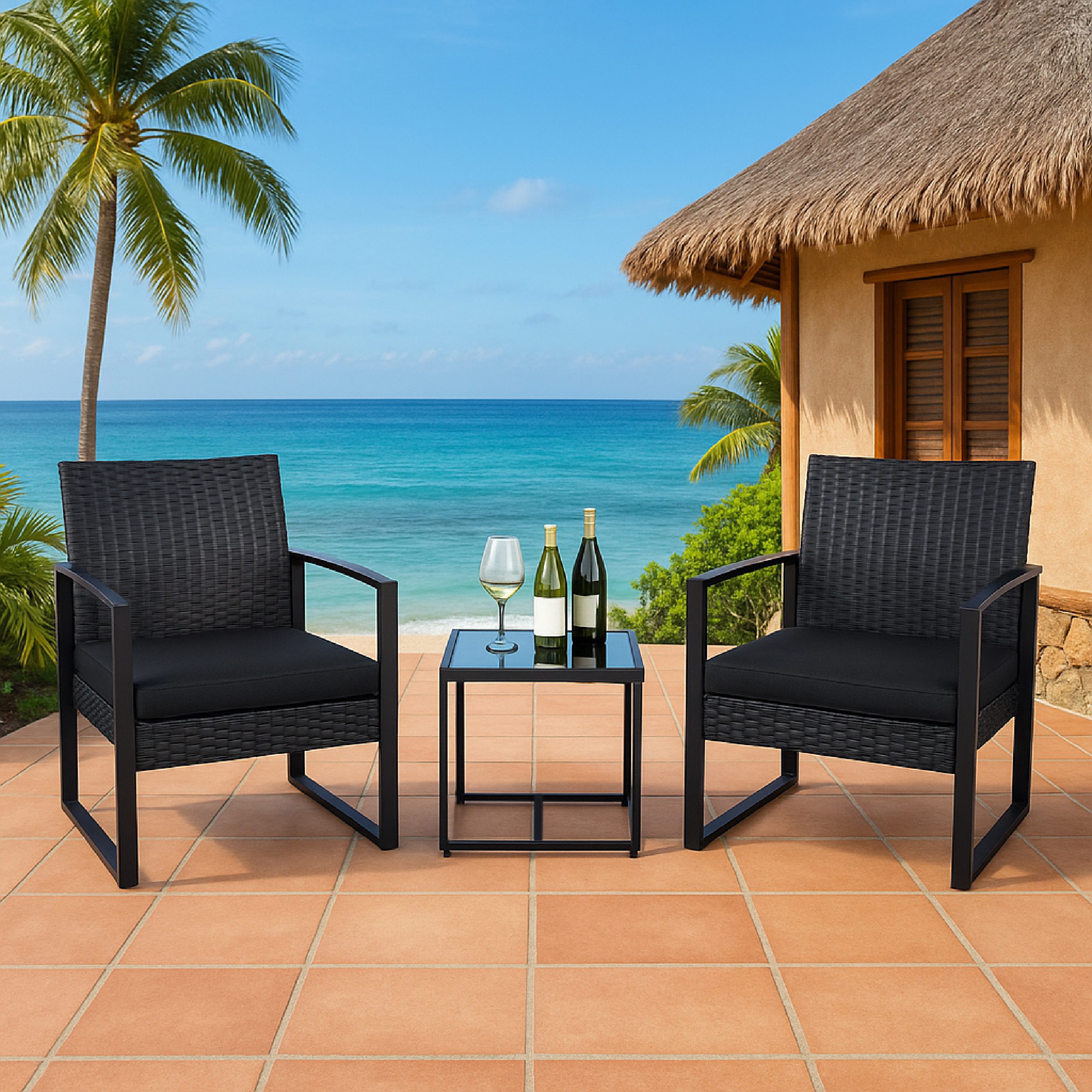TPFGarden Gartenlounge-Set Sheffield, (Gartenmöbel Set - Gartengarnitur für 2 Personen, Lounge Set 3-teilig - Streckmetall anthrazit), (2x Sessel und 1x Beistelltisch)