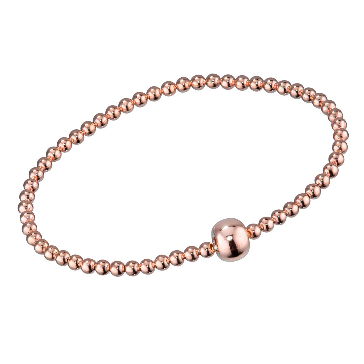 Materia Armband Damen Kugeln Stretcharmband Rosegold SA-38, Sterlingsilber, rosevergoldet